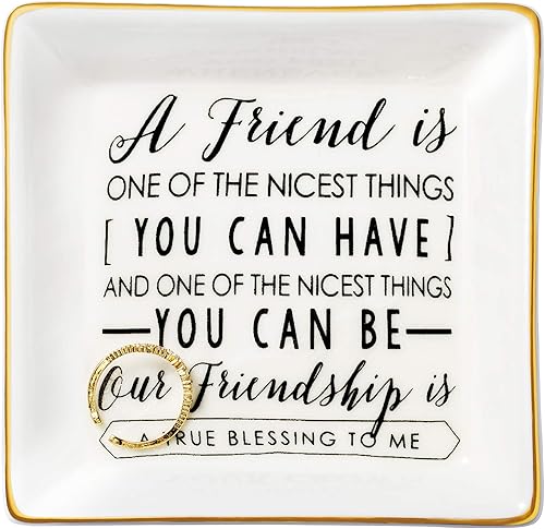 JoycuFF Regalos de amistad para mujeres, amigas, plato para anillos, bandeja de joyería de amistad, regalos únicos para mejor amiga, mejor amiga,