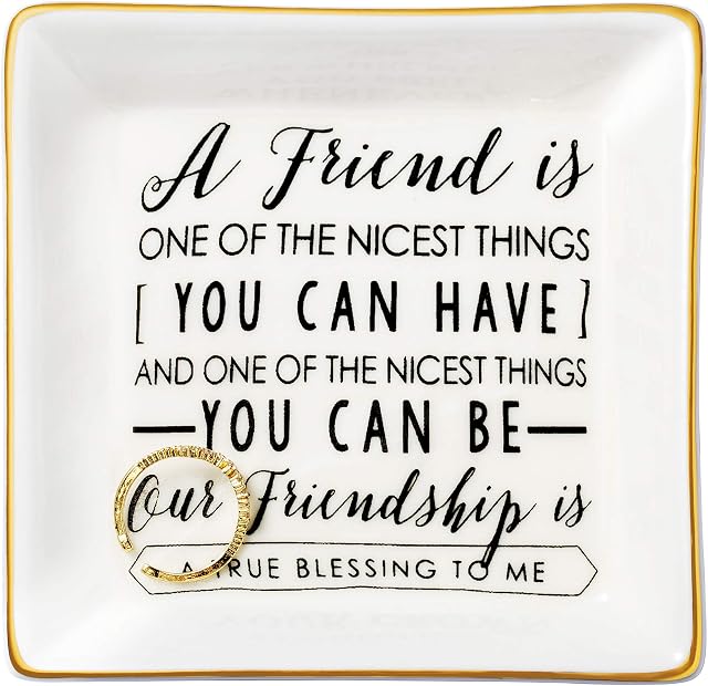 JoycuFF Friendship Gifts for Women Friends Ring Trinket Dish Friendship Jewelry Tray Unique Gifts for Best Friend BFF Birthday Mother's Day Thanksgiving Day Christmas