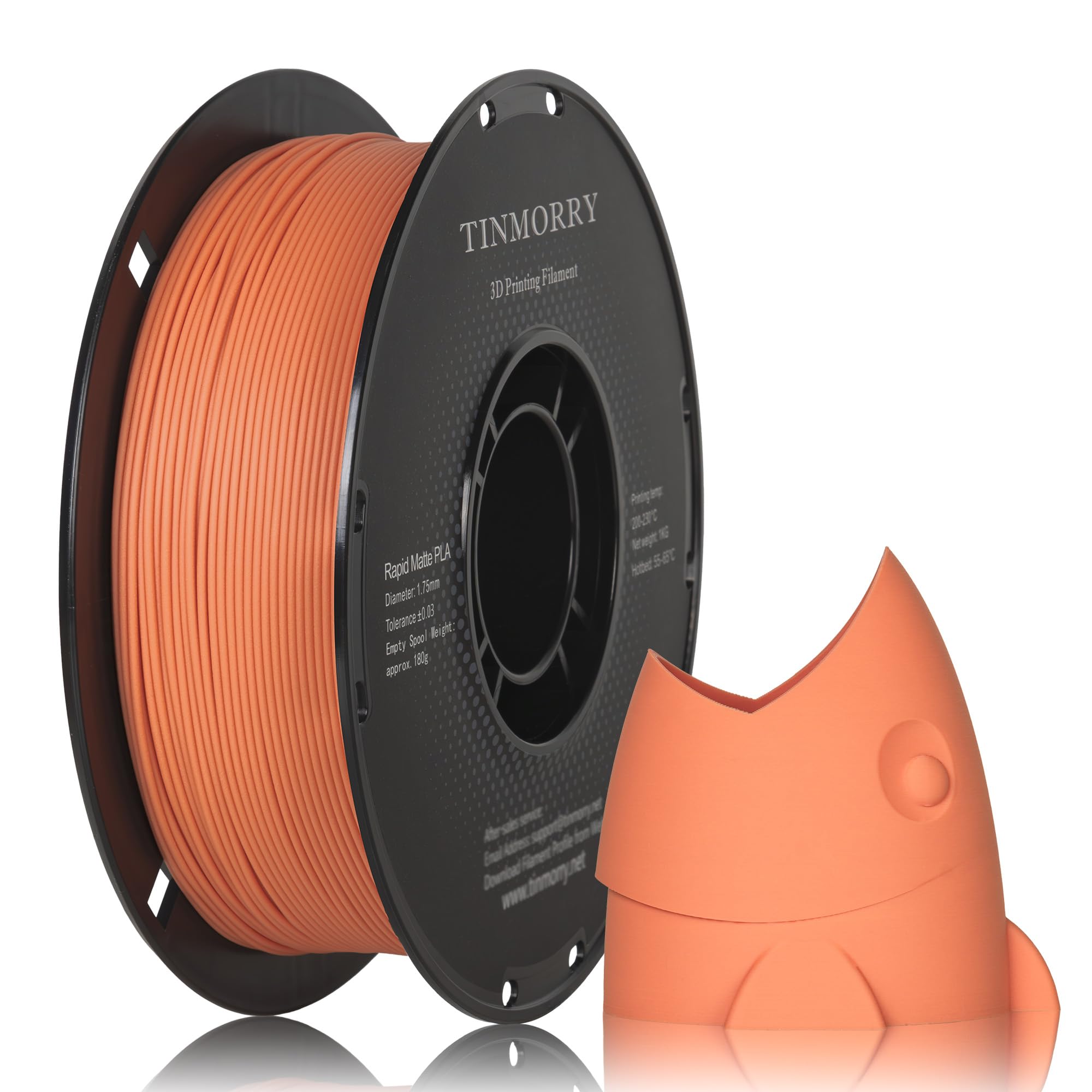 TINMORRY Matte PLA Filament 1.75mm, Matte Surface 3D Printer Filament, Compatible with Bambu Lab FDM 3D Printers, 1 KG Spool (2.2 lbs), Matte Pomelo Orange
