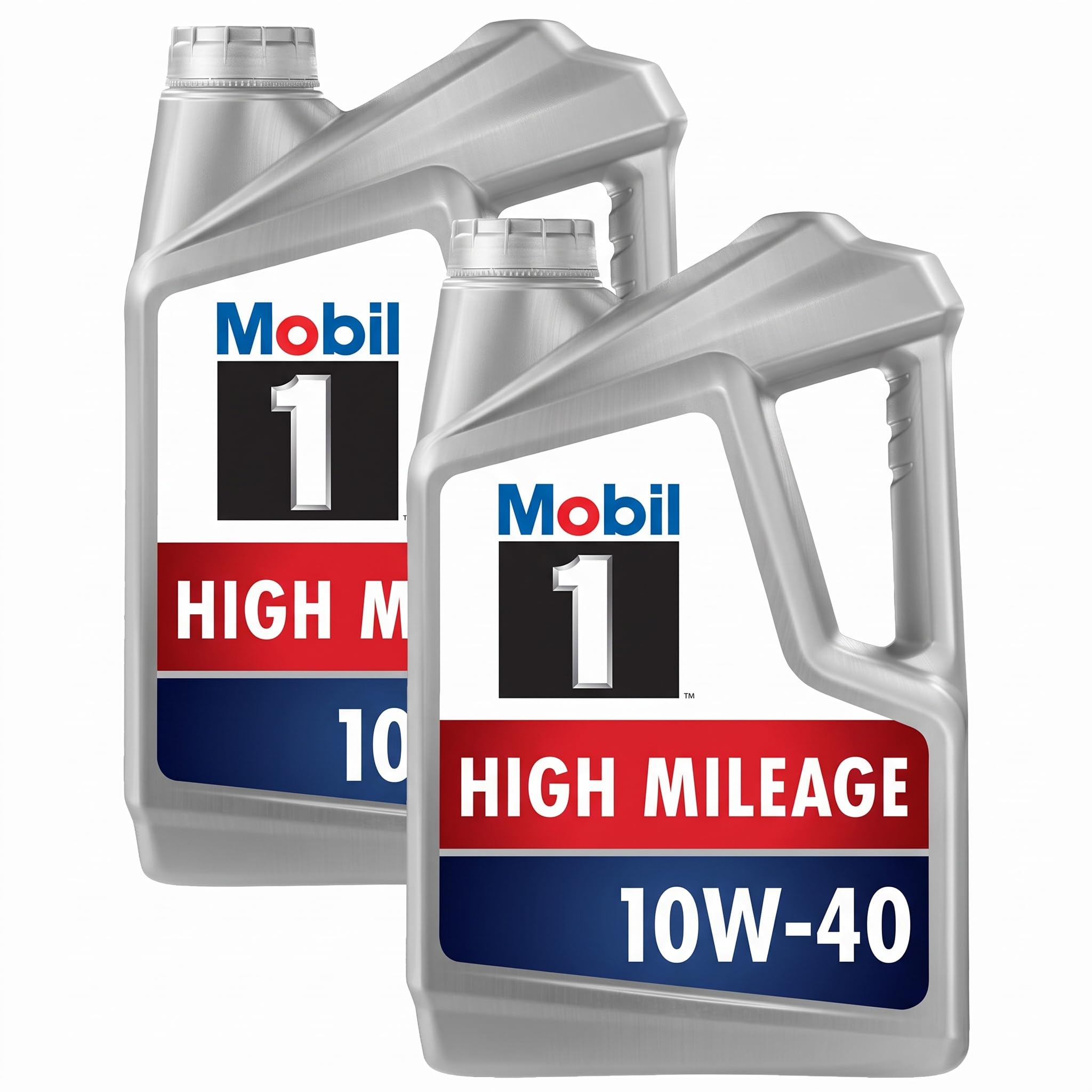 Mobil 1 Motor Oil 10W-40, 5 Quart | Full Synthetic | High Mileage | Pack of 2 | Gray