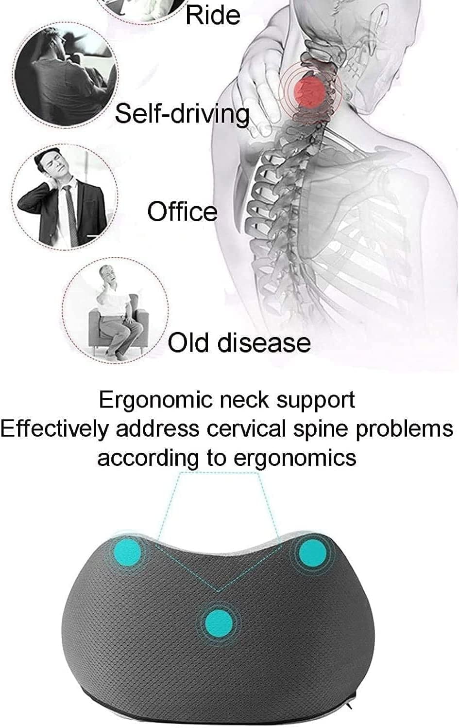 Travel Neck Pillow for Airplane Sleeping 100% Memory Foam Adjustable Travel Pillows, for Head Support Soft Adjustable Pillow for Plane, Car & Home Recliner Use (Color : B)