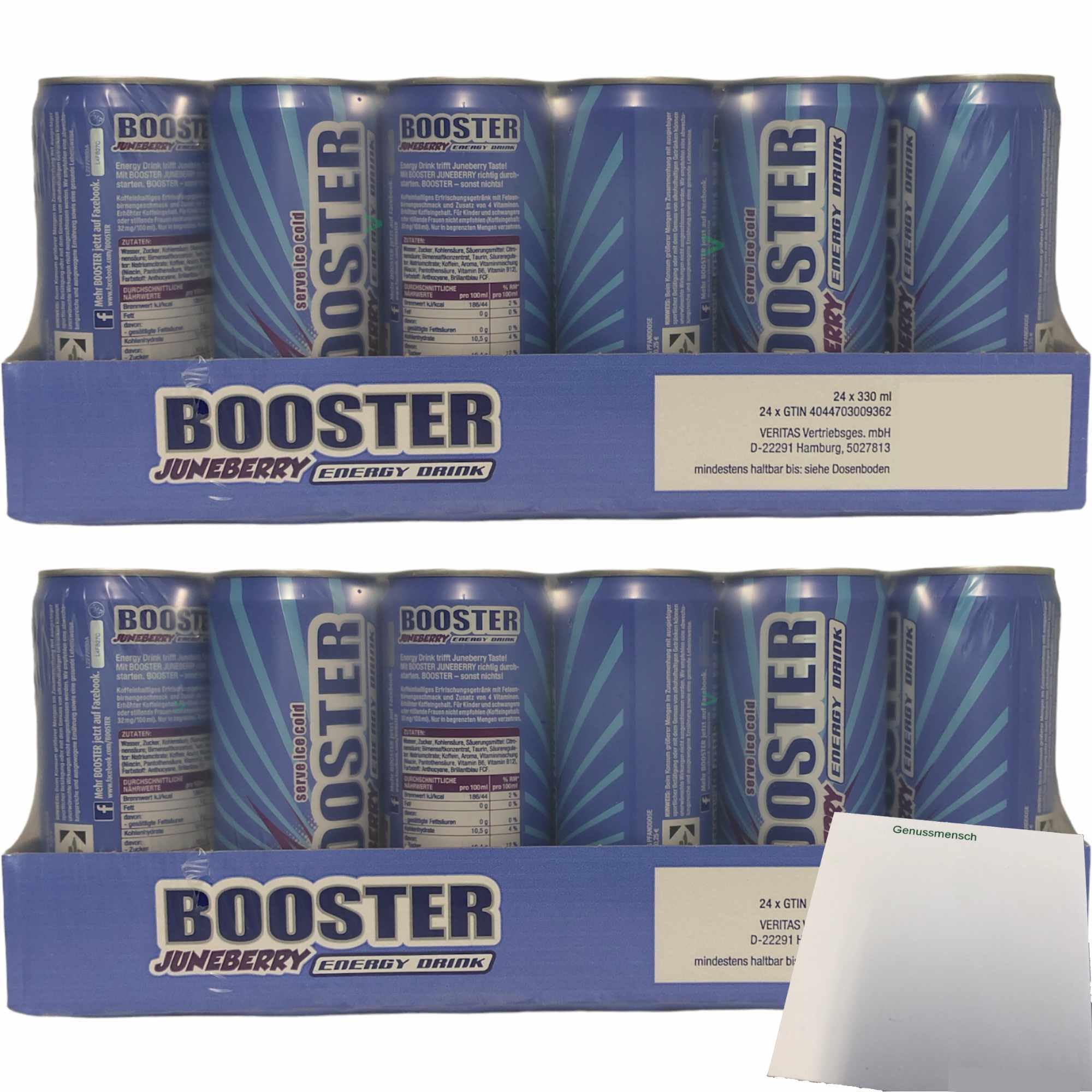 Booster Energy Drink Juneberry DPG 2er Pack (48x330ml Dose) + usy Block