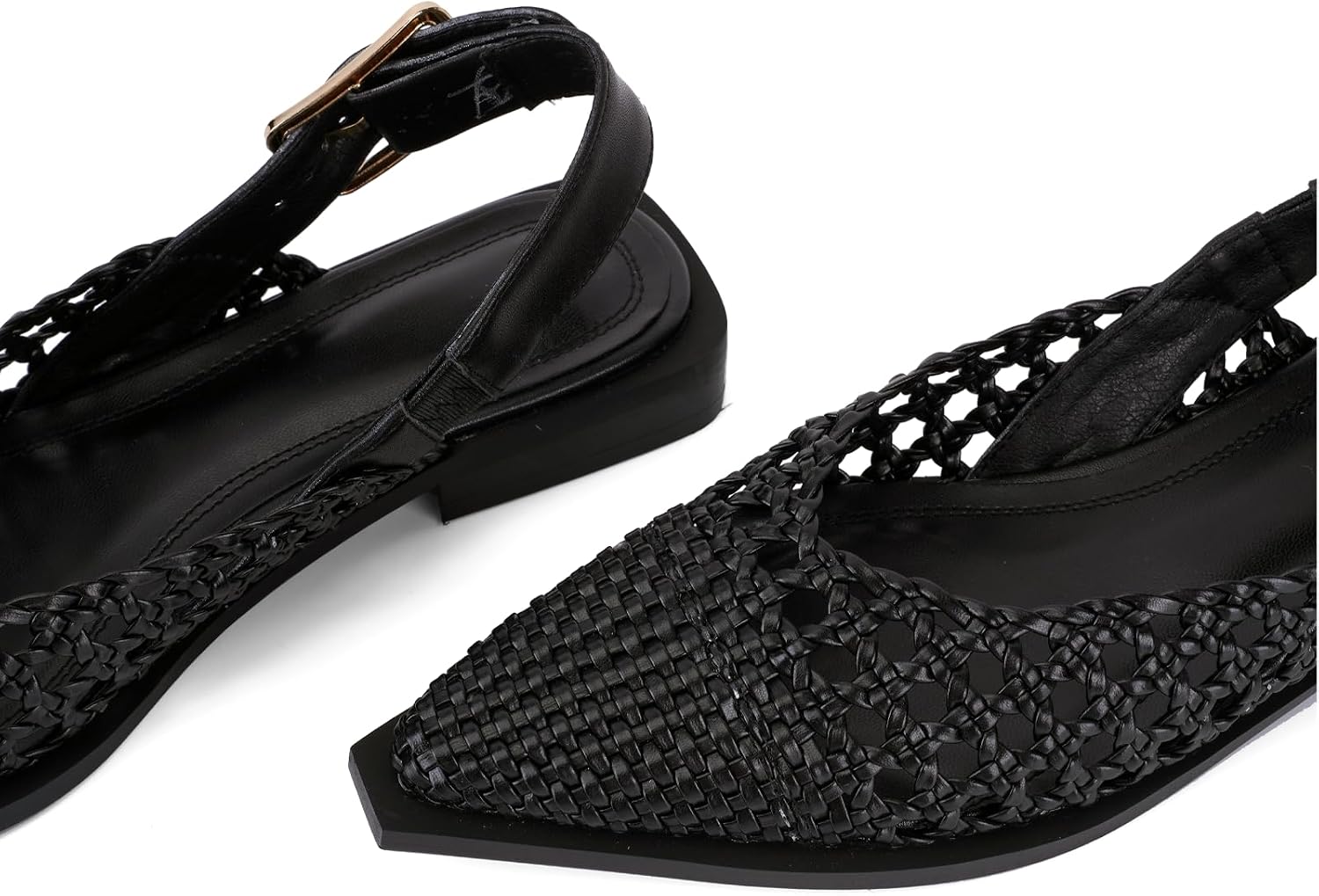 ZBOT Women's Flat Mules Pointed-Toe Closed-Toe Flats Open-Heel Slip-on Style Professional Office Wear Comfortable Casual Sandals