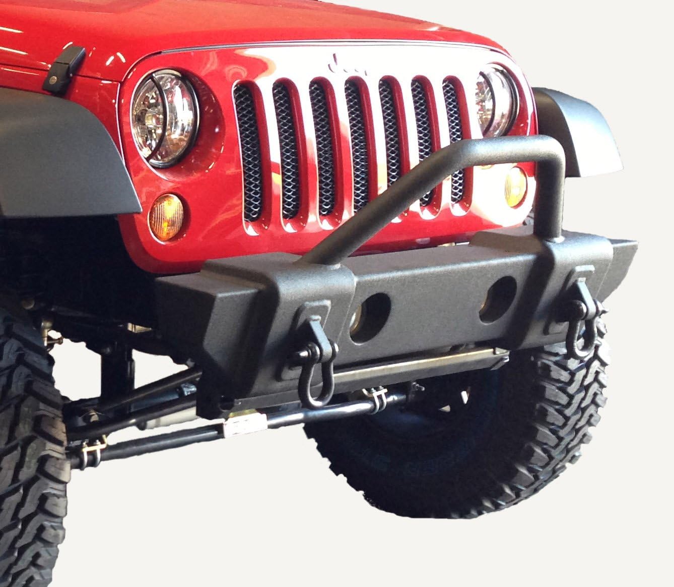 RAMPAGE PRODUCTS Front Mass Articulation Stubby Bumper for Jeep Wrangler JK/JL | Stinger, Steel, Black | 88509 | Fits 2018-2025 Wrangler JL/JLU / 2007-2018 Wrangler JK/JKU / 2020-2025 Gladiator JT
