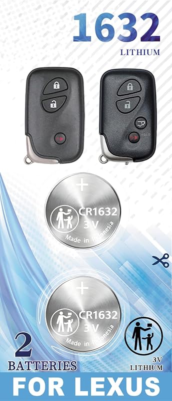 Bateria CR1632 para chave presencial Lexus ZIWLU – Kit com 2 unidades