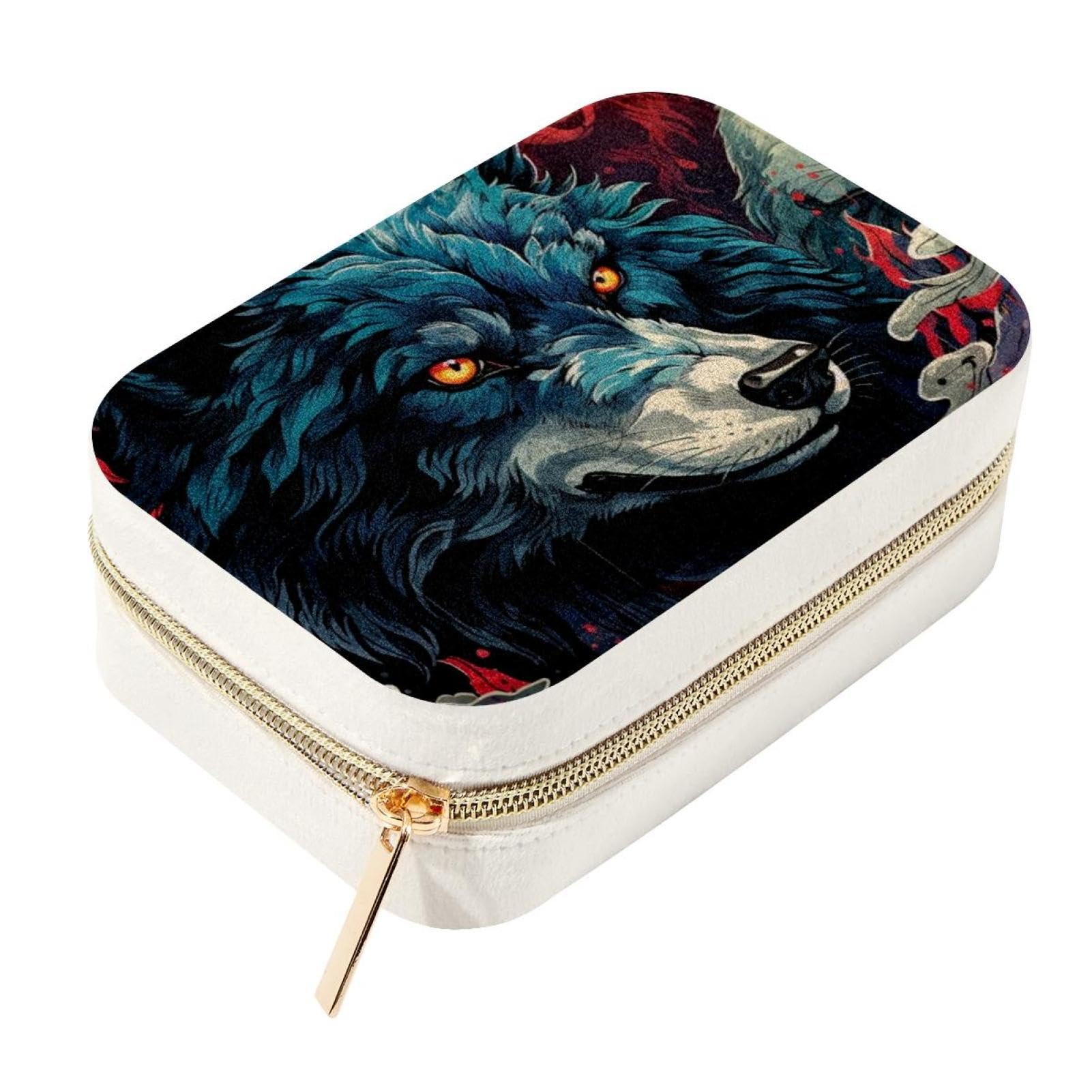 Joyero de viaje para anillos y pulseras con estuche elegante de lobo