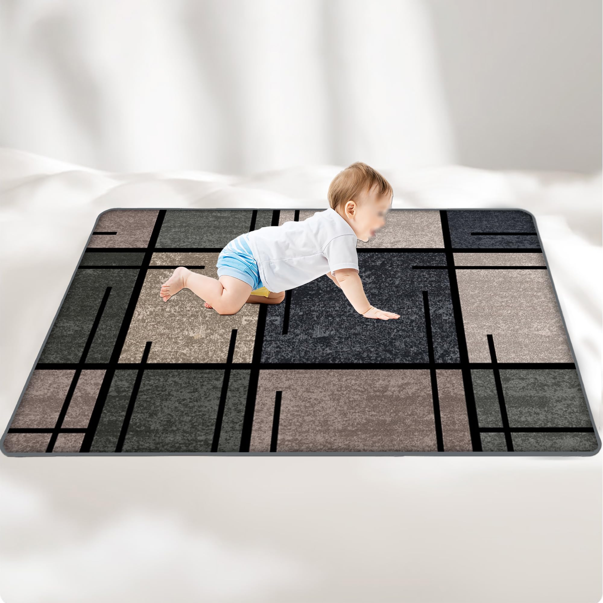 Zteiuqx Coral Velvet Baby Play Mat for Crawling Playing for Bedroom, 2CM Thick Baby Crawling Mat Nursery Rug, Kids Room, Nursery Babies Mats for Floor Play Non-slip Backing 80x100cm/31.5x39.37inch
