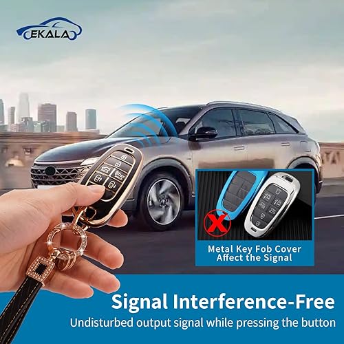Miniatura 9 de EKALA Funda para llavero Hyundai con cordón para llavero, carcasa de TPU suave, fundas completas protectoras para Hyundai Genesis, Elantra, Sonata,