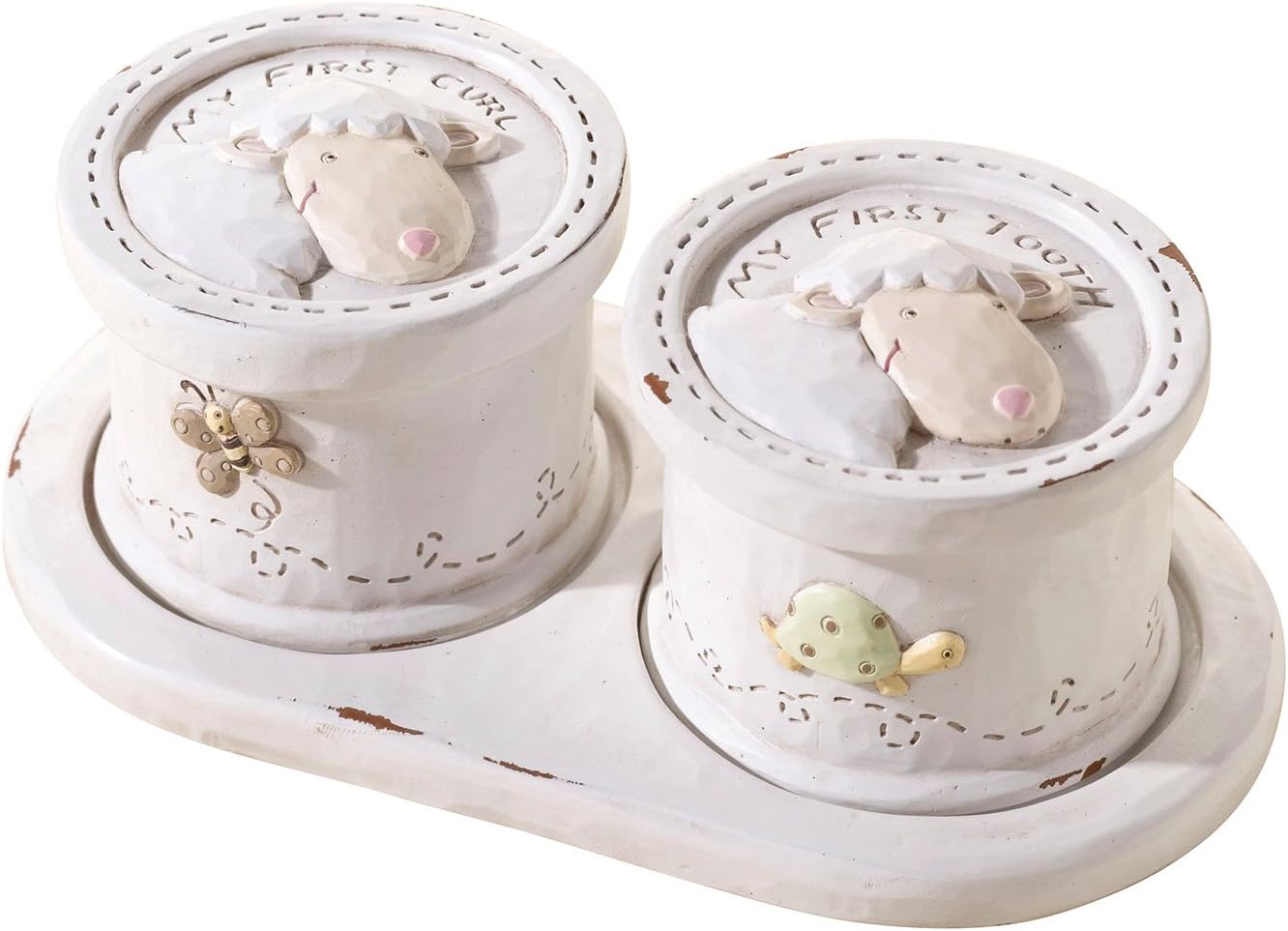 Lillian Rose Keepsake Tooth and Curl Box, Little Lamb, 5.5" x 1.75"
