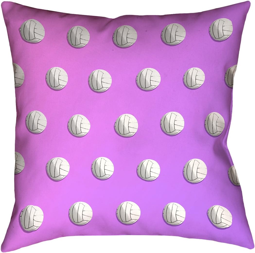 Katelyn Smith Faux Linen Double Sided Print with Concealed Zipper Pink & Purple Ombre Volleyball Pillow, 18" x 18"