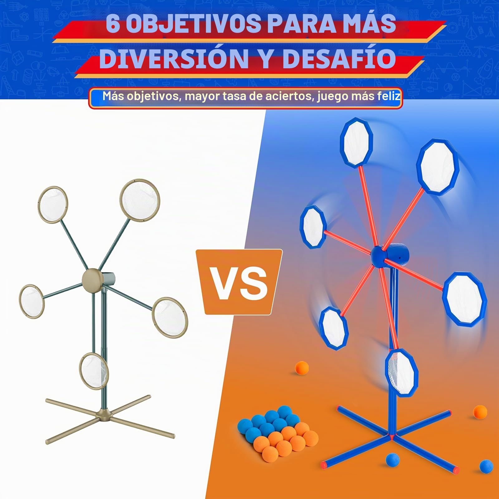 Juego de Tiro al Blanco, Juguetes de Tiro para Niños con 2 Pistolas de Juguetes 24 Bolas de Espuma, Juguete para Actividades en Interiores y Exteriores,Regalo Ideal para Niños de 5 años y Más