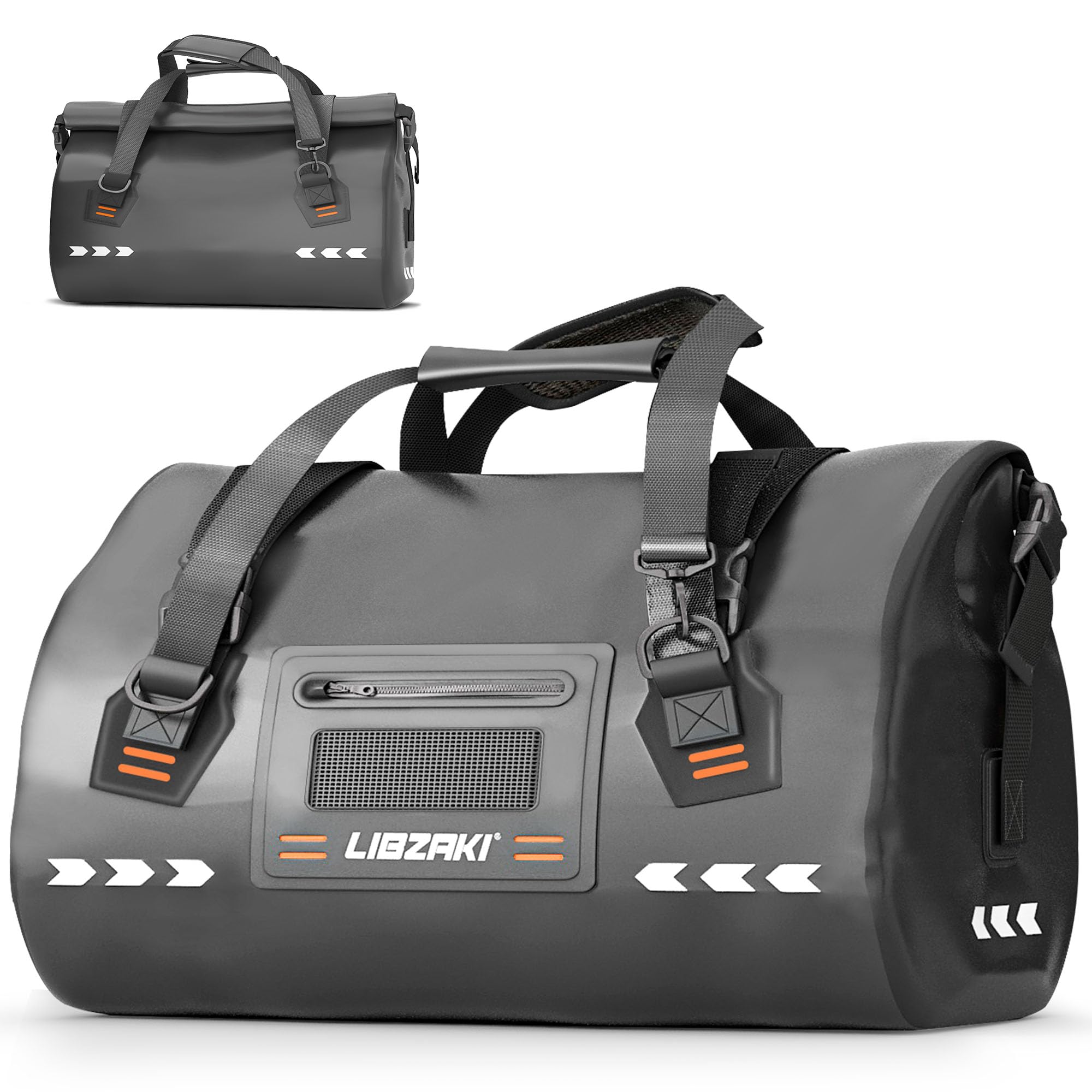 LIBZAKI Large Waterproof Rolltop Duffel Bag-Heavy Duty Motorcycle Dry Bag for Traveling, Camping, Gym,Beach,Kayaking,Quick Release Buckles 70L