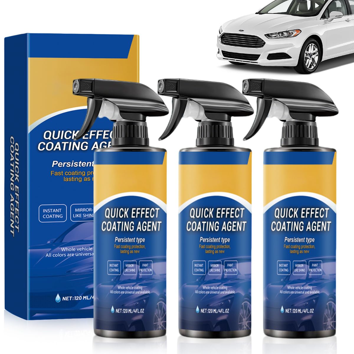 Quick Effect Coating Agent, 3 Stück 120ml 3 in 1 Hochschutz-Auto-Beschichtungsspray, Car Coating Spray, Multifunktionales Beschichtungsspray für Reparatur, Schutz und Aufhellung Vereint
