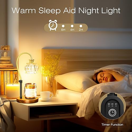 Miniatura 5 de Sunwish Lámpara calentadora de velas con regulador de intensidad 2H4H8H, calentador de lámpara de vela altura ajustable, se adapta a varios tamaños