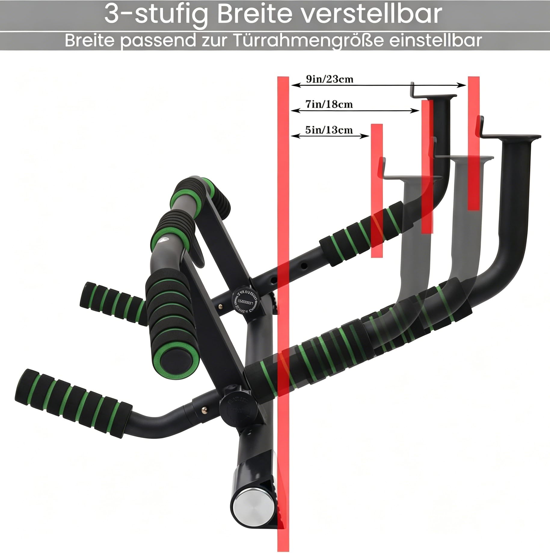 Klimmzugstange mit mehreren Griffen für die Tür – Klimmzugstange mit verbessertem Smart-Haken abgewinkelter Multi-Winkel-Griff, Heim-Fitnessgerät, Pull Up Bar mit professionellem Schlingentrainer