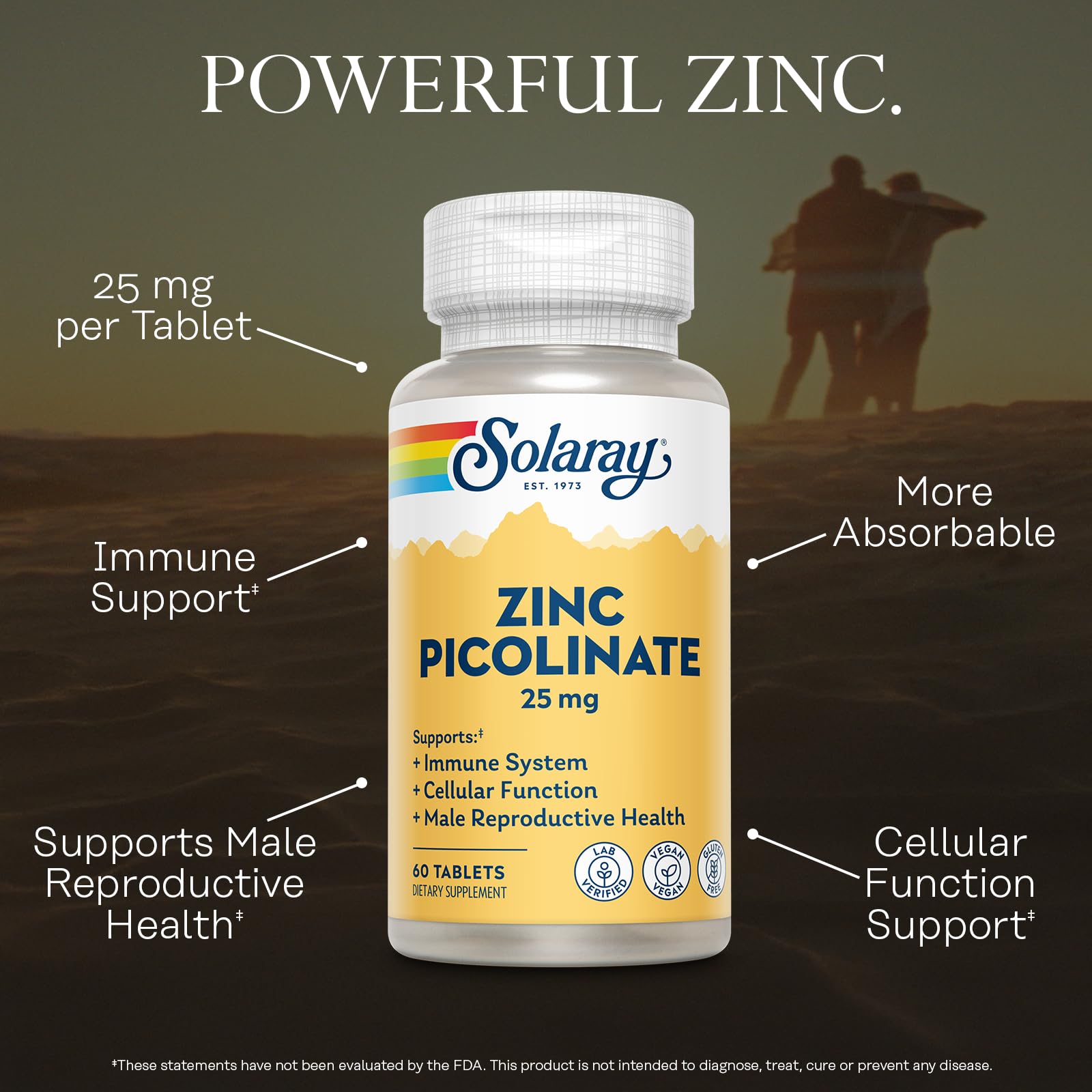 SOLARAY Zinc Picolinate 25 mg, 60 Tablets — Amazon image 3