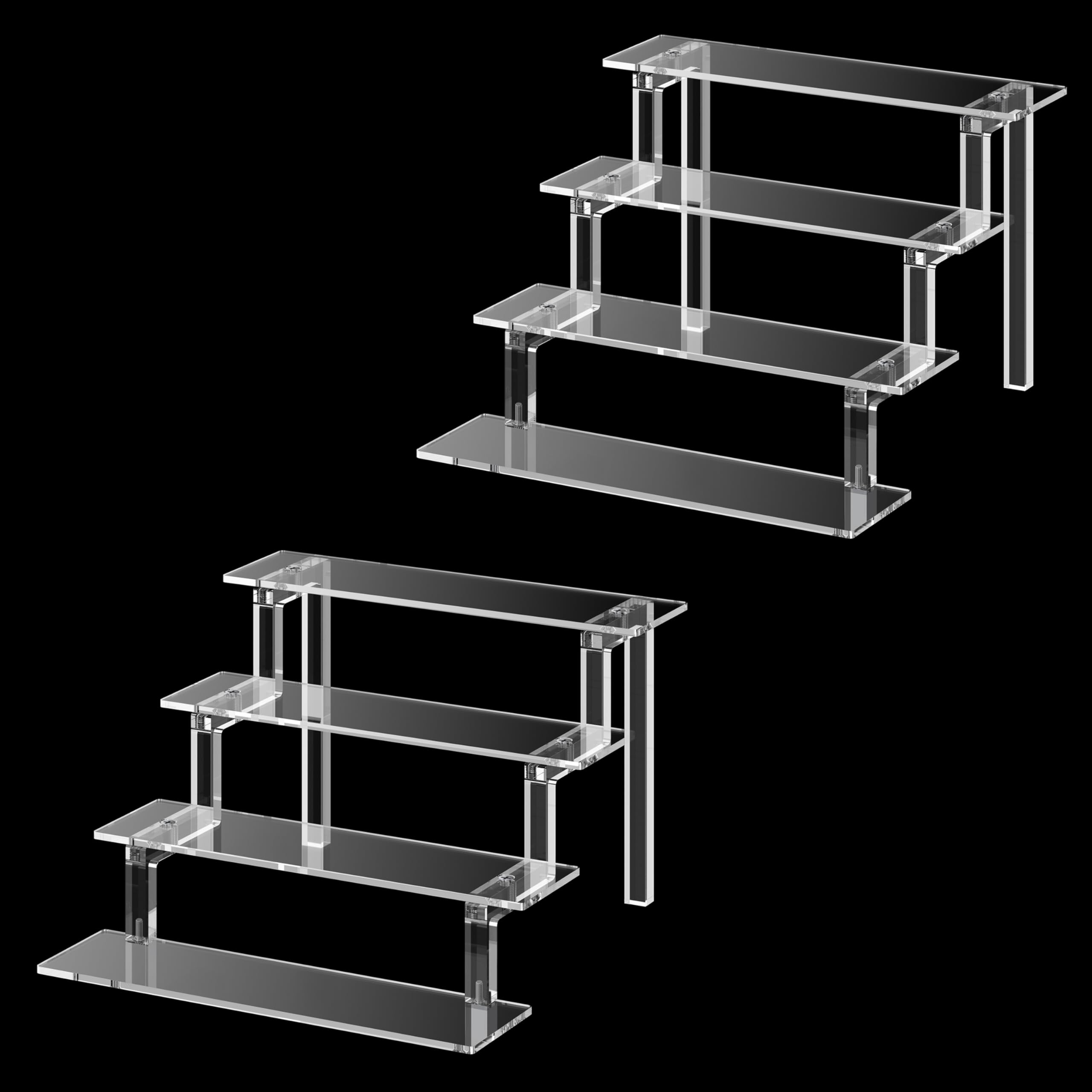 Perfume Organiser Display Stand, 4 Tiered Acrylic Riser Display Shelf, Clear Plastic Cupcake Stands, Perspex Storage Holder for POP Figures, Fragrance, Cologne, Makeup, Skincare, Aftershave, Vanity