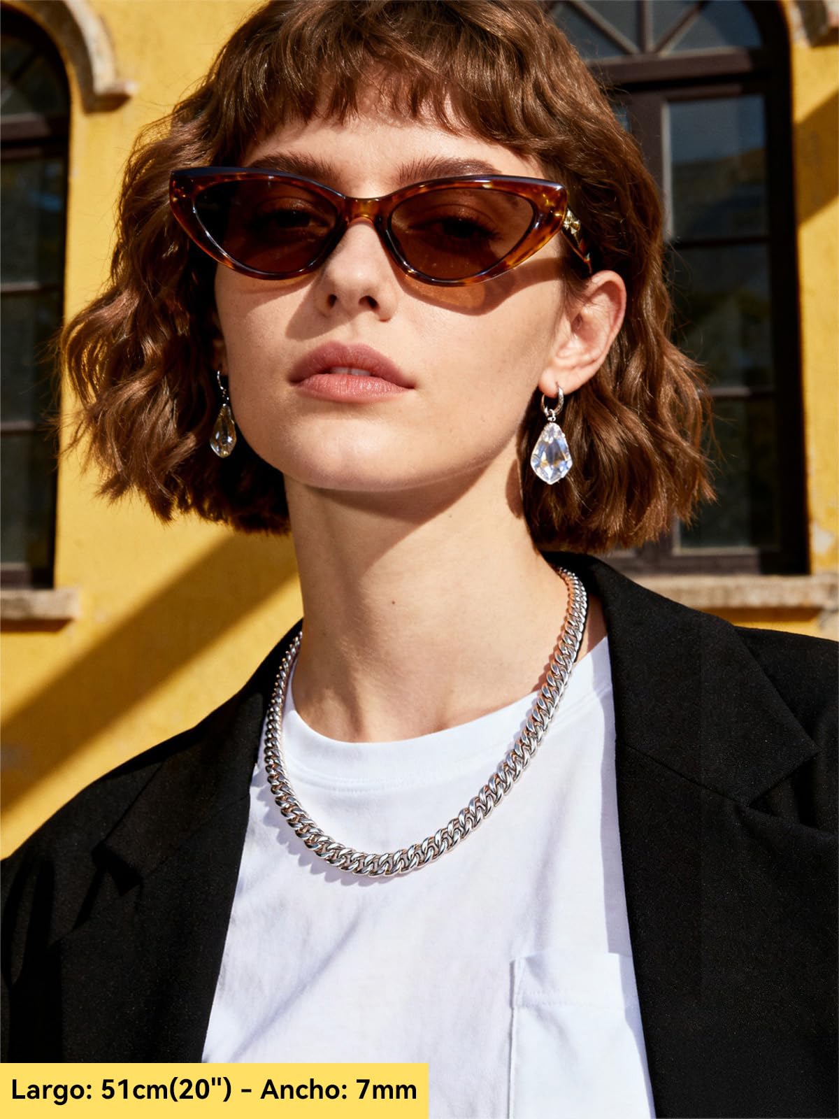 ChainsHouse Collares de Cadenas Barbadas Cierre de Seguridad Oculto, Collar Unisex 5/7/9/12 mm Ancho 46/51/55/61/66/71/76 cm Largo Acero Inoxidable