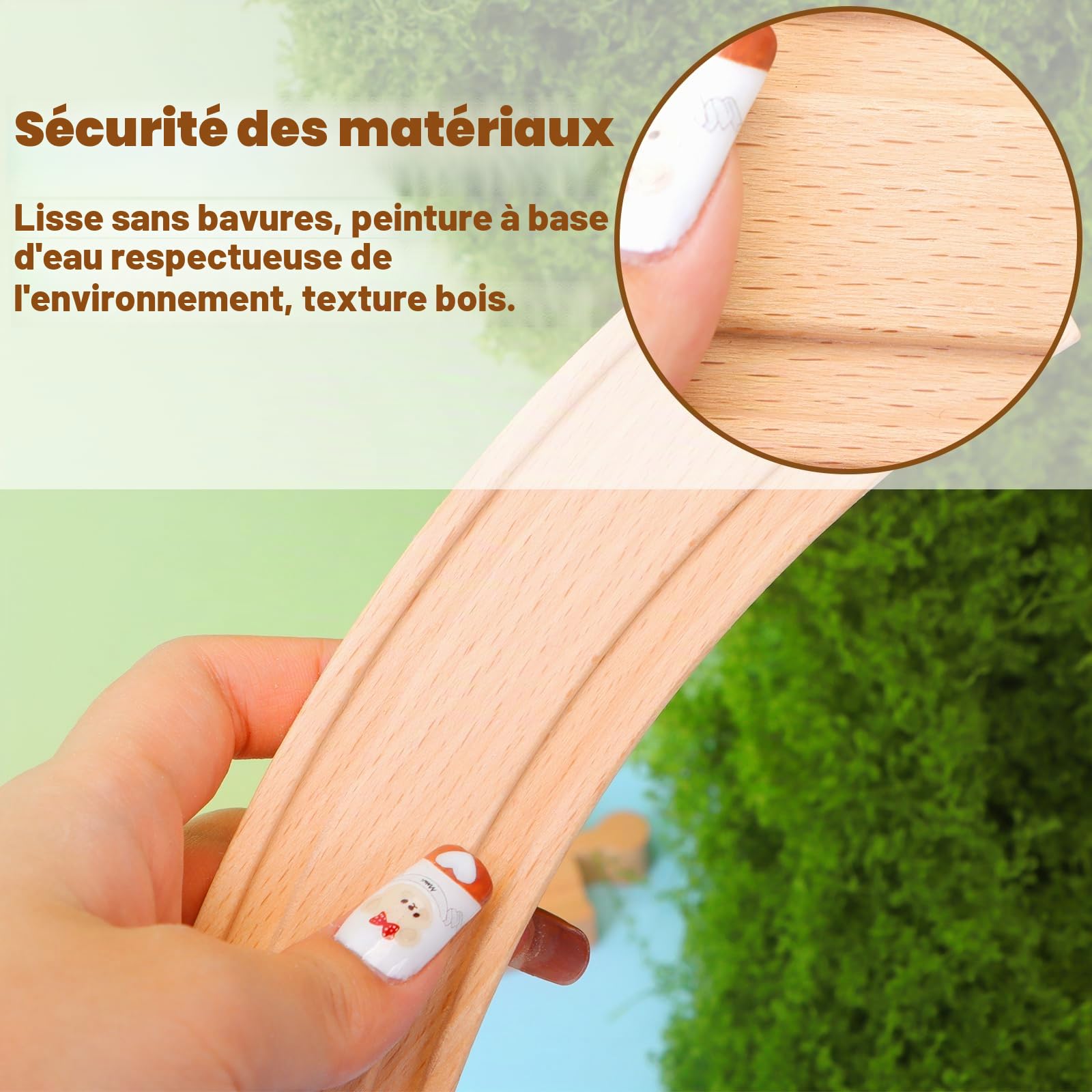 Circuit Train Bois, 20 pièces Train en Bois Enfant, kit de Rails en Bois, Jeu Educatif pour Enfant de 3 Ans et Plus Compatible Marques Traditionnelles