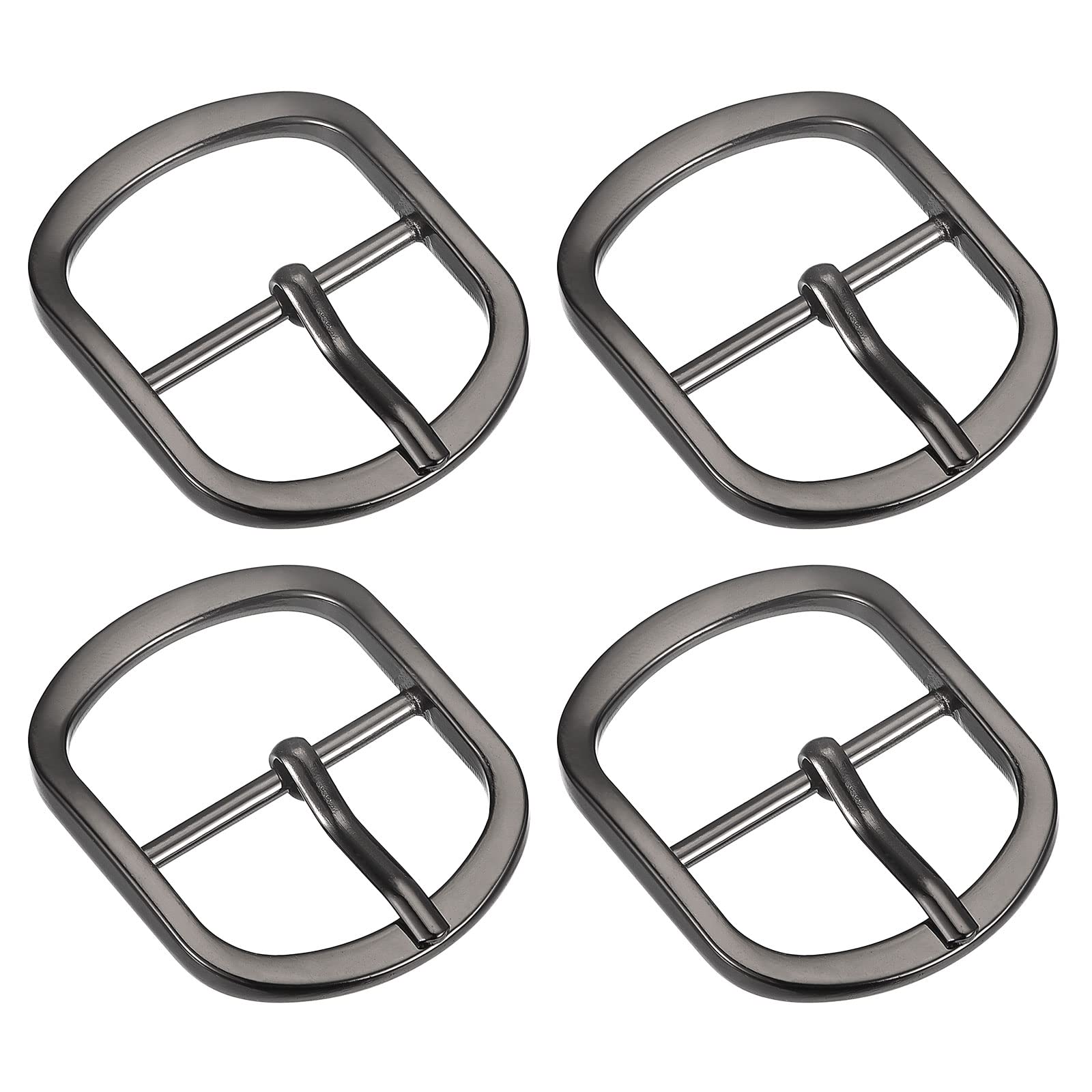uxcell Metal Roller Buckle, 4Pcs Single Prong Belt Buckle Oval Center Bar Buckles for Belt Craft