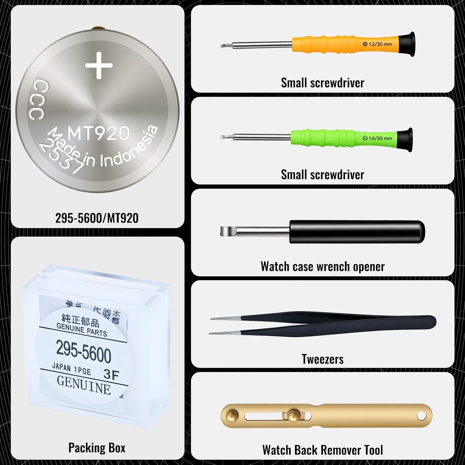 Batteria per orologio 295-5600, compatibile con Citizen Eco-Drive serie modello 295-5600/MT920, adatta per modelli C650, E810, E811, 7821, B620, condensatore sigillato, batteria ricaricabile