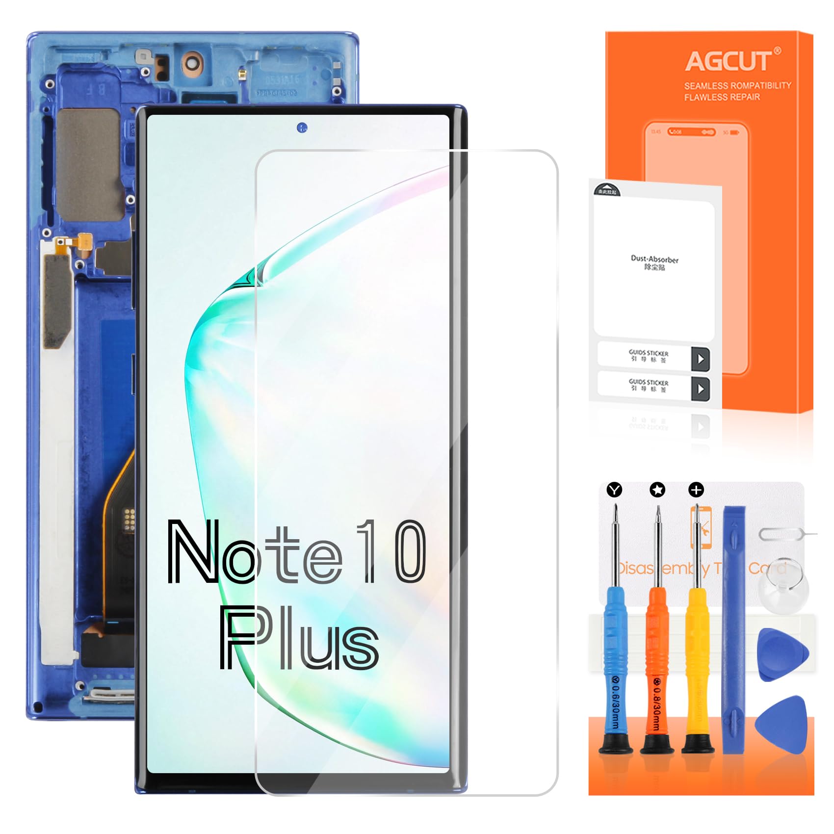 OLED for Samsung Galaxy Note 10 Plus Screen Replacement for Samsung Note 10 Plus LCD Display SM-N975F SM-N975U LCD Digitizer Touch Assembly +Installation Video(Support Fingerprint) (Blue with Frame)