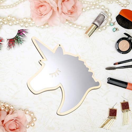 Miniatura 7 de BESPORTBLE Calcomanías de unicornio para habitación de niños y niñas, espejo acrílico, decoración de habitación, espejo de pared fácil de instalar