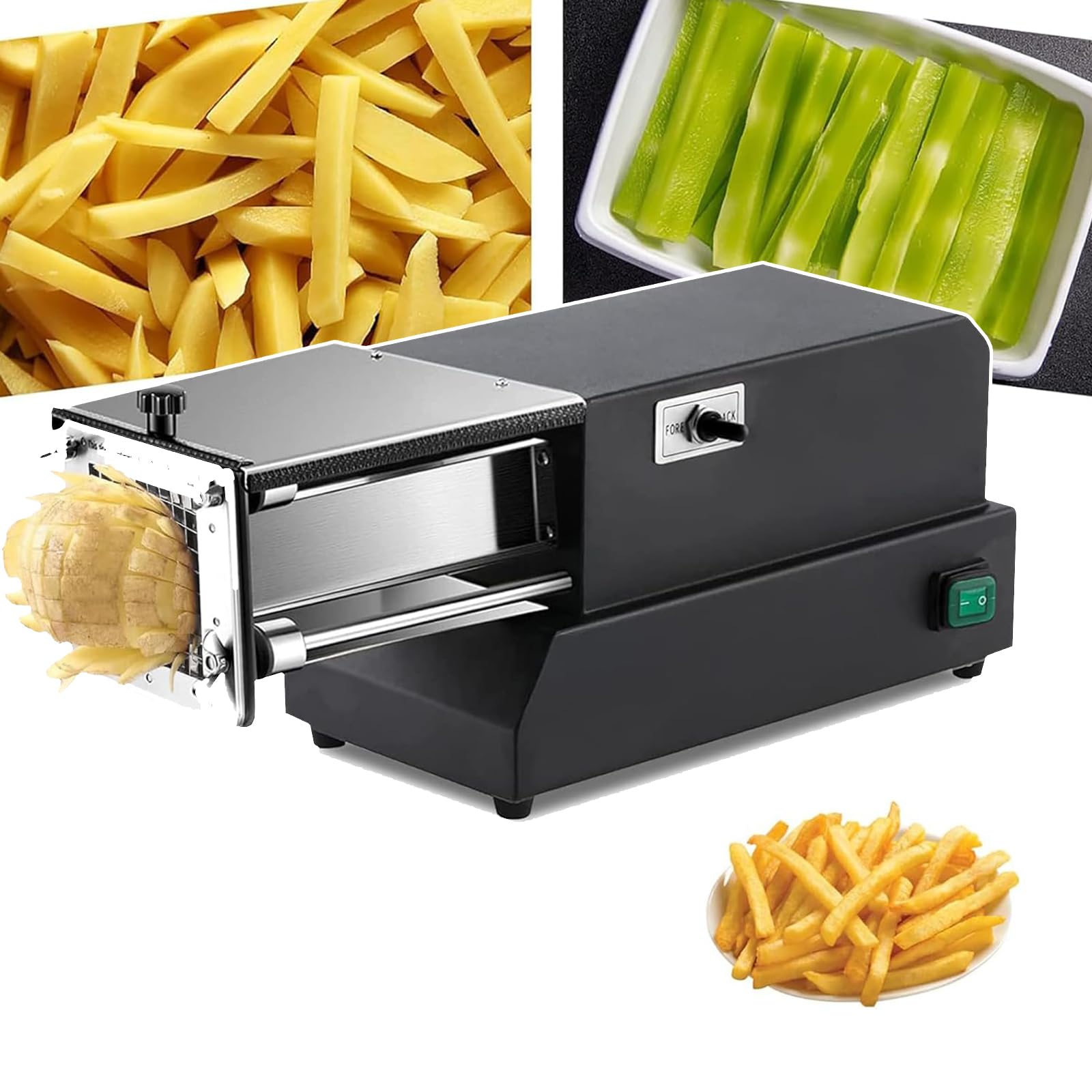 ZTCHSENZT Electric Potato Cutter Machine for French Fries and Vegetables, Efficient Slicing with Adjustable Grid Sizes,A
