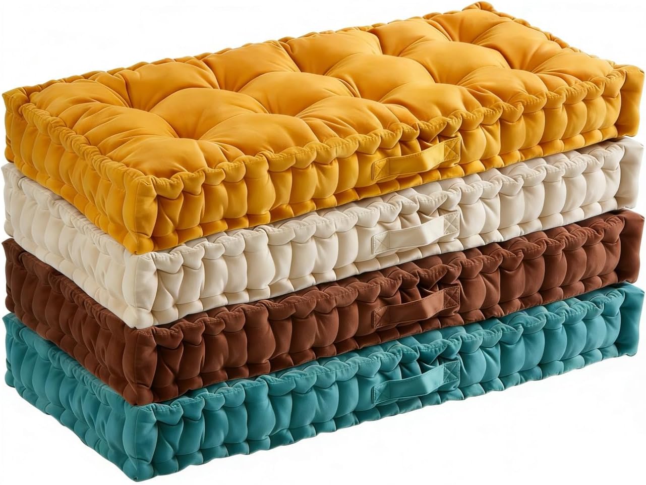 LUXUCURE Custom Bay Window & Bench Seat Cushion Large Floor Cushions – Velvet Fabric Tufted Meditation Cushions, Indoor Sofa Seat Chair Booster Cushion Pad for in Living Room Balcony Office