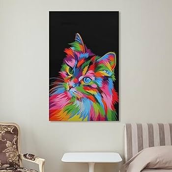 Amazon.co.jp: 猫の抽象画素晴らしい絵画 ポスター アートパネル