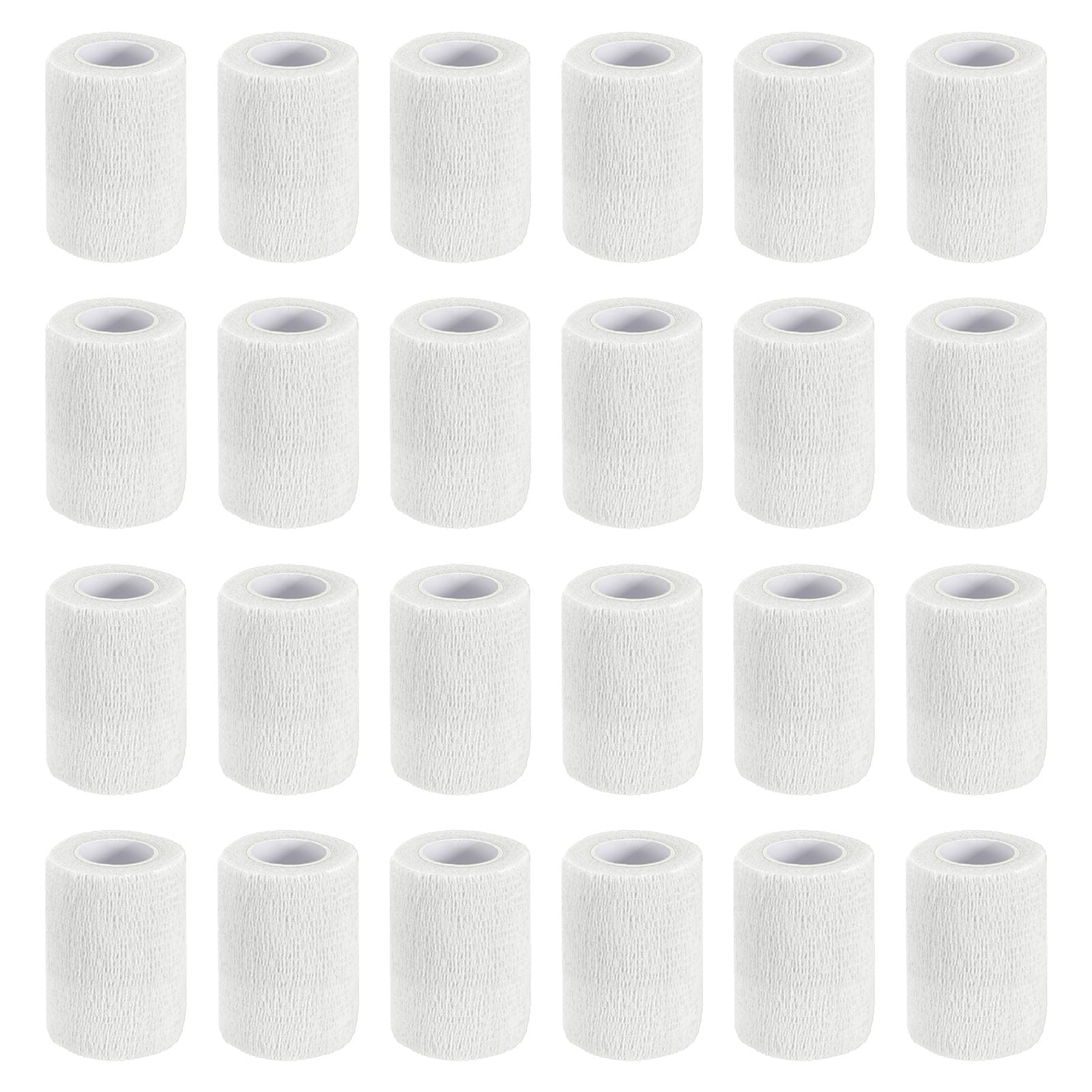 PATIKIL Bendaggio Autoadesivo 177" X 3", 24 Pezzi Fascia Elastica Autoaderente Traspirante Per Sport Polso Caviglia Nastro Atletico Estensibile Da Esterno, Bianco