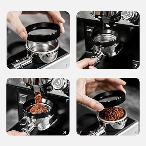 Miniatura 4 de Embudo de dosificación de 2.126 in, embudo portafiltro magnético, anillo de dosificación de café compatible con portafiltros Breville, herramientas