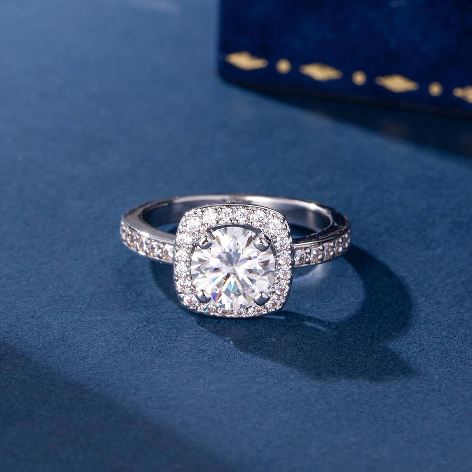 Halo Moissanite Promise Rings for Her, 2CT Round Cut D Color VVS1, 925 Sterling Silver Engagement Wedding Anniversary Valentines Promise Gift with Certificate - Image 5