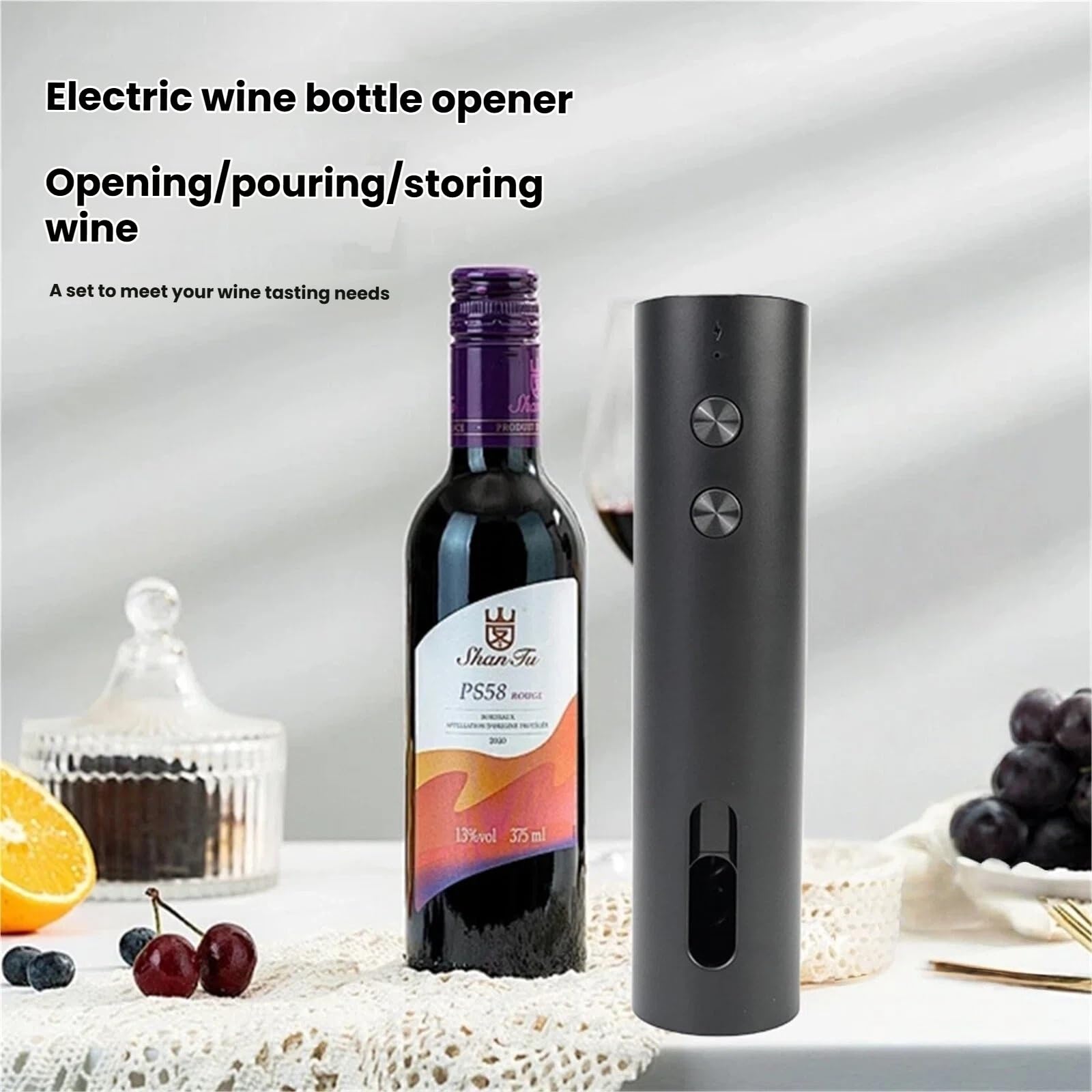 Sacacorchos Abridor De Botellas Vino Eléctrico Recargable, Ideal For Fiestas Y Restaurantes Abrebotellas