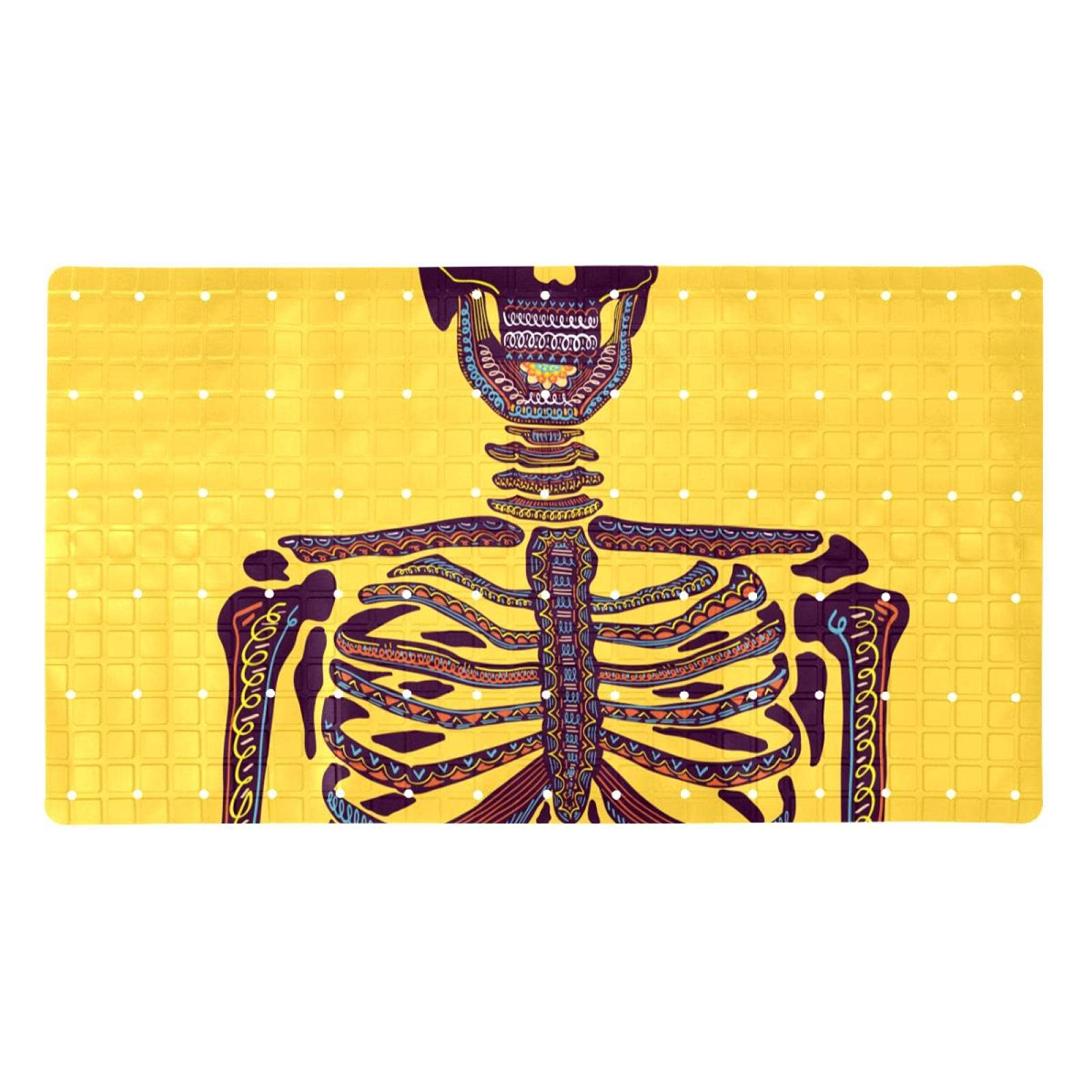 Tapis de baignoire avec trous de drainage motif crâne pour le bain des enfants