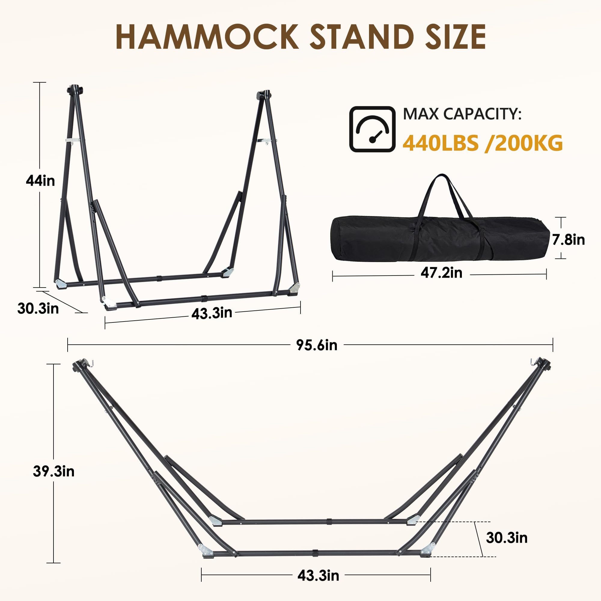 SogesPower Hamaca 2 en 1 con estructura de acero plegable y bolsa de transporte – Columpio portátil para jardín, balcón, camping y apartamento – Rayas coloridas rojas