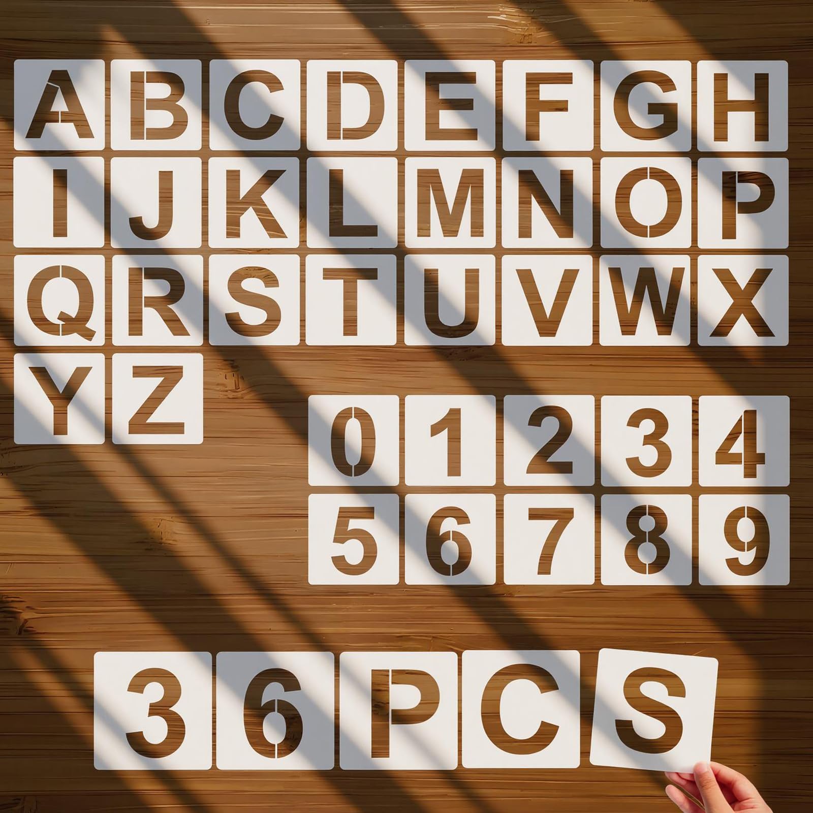 Letter Stencils for Painting – 36PCS Alphabet & Number Stencils for Crafts Reusable, Durable PET Plastic Templates for Wood, Fabric, Wall, Canvas,
