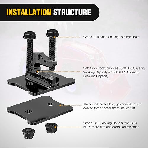 Miniatura 4 de Nilight Gancho de agarre para cubo de tractor, 2 unidades, perno de acero forjado resistente de 38 pulgadas en remolque fundido recubierto de zinc,