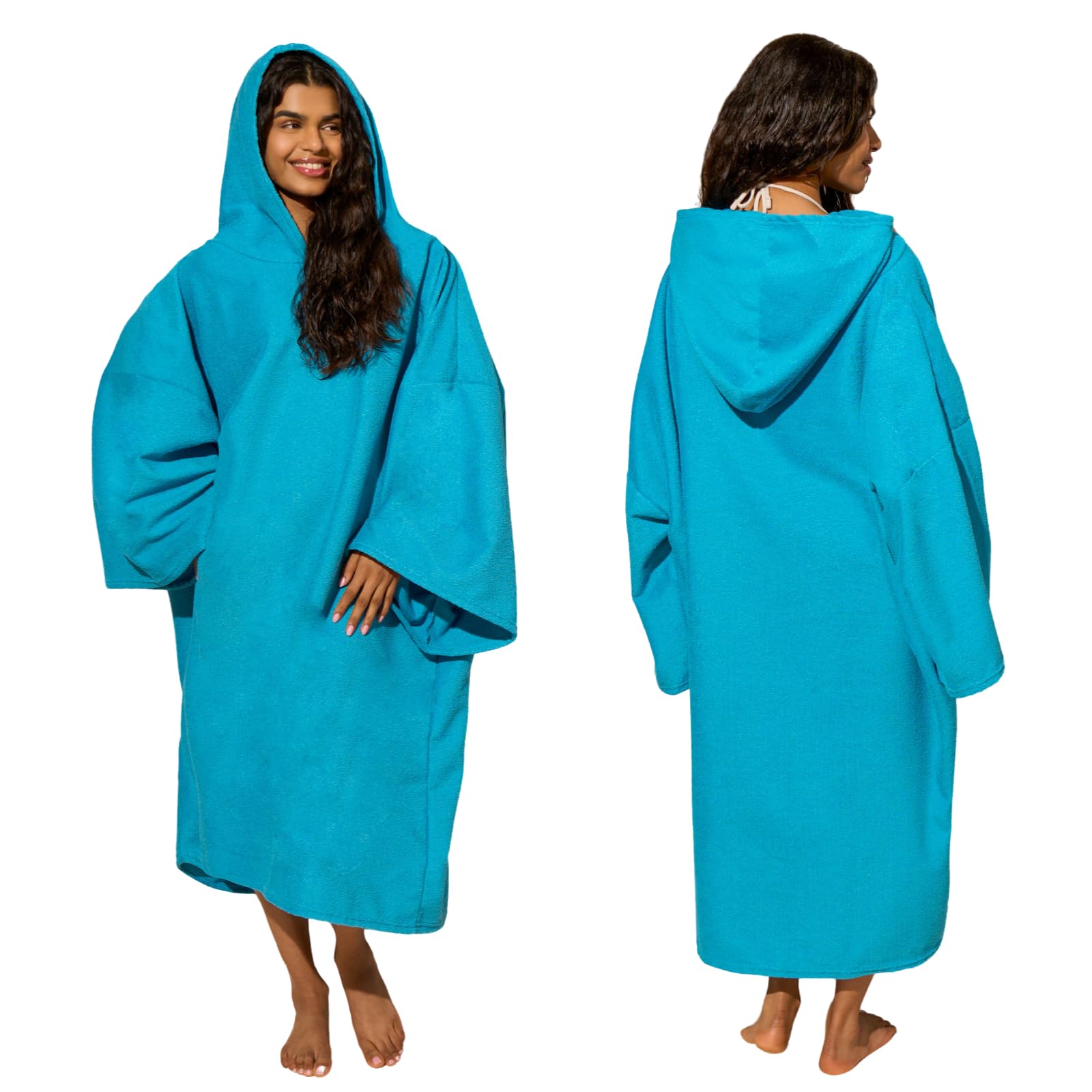 OHS Women's Hooded Poncho Towel - One Size - Aqua