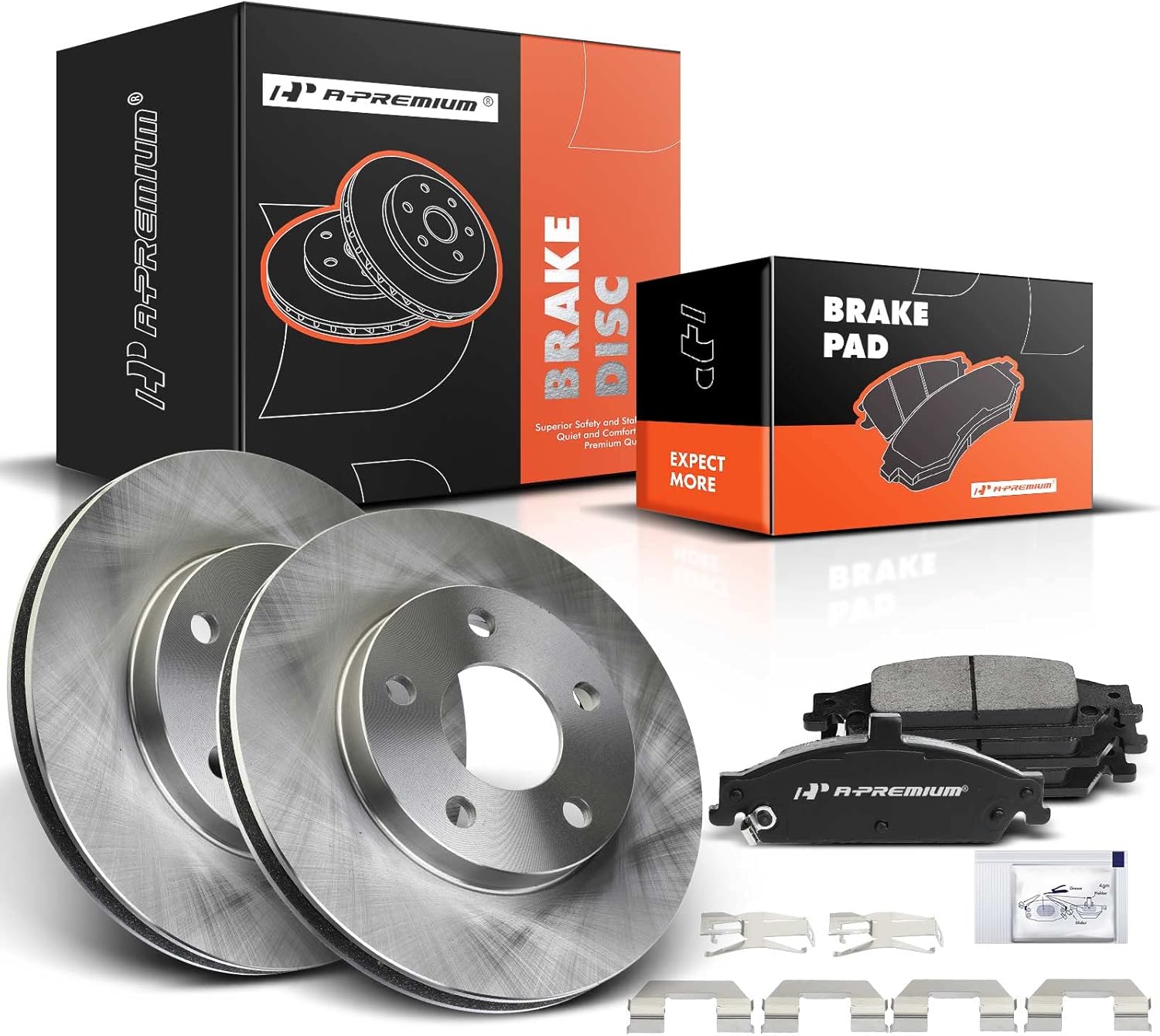 A-Premium 10.94 in (278 mm) Front Vented Disc Brake Rotors + Ceramic Pads Kit Compatible with Select Chevrolet, Oldsmobile and Pontiac Models - Classic, Malibu, Alero, Cutlass, Grand Am, 6-PC Set