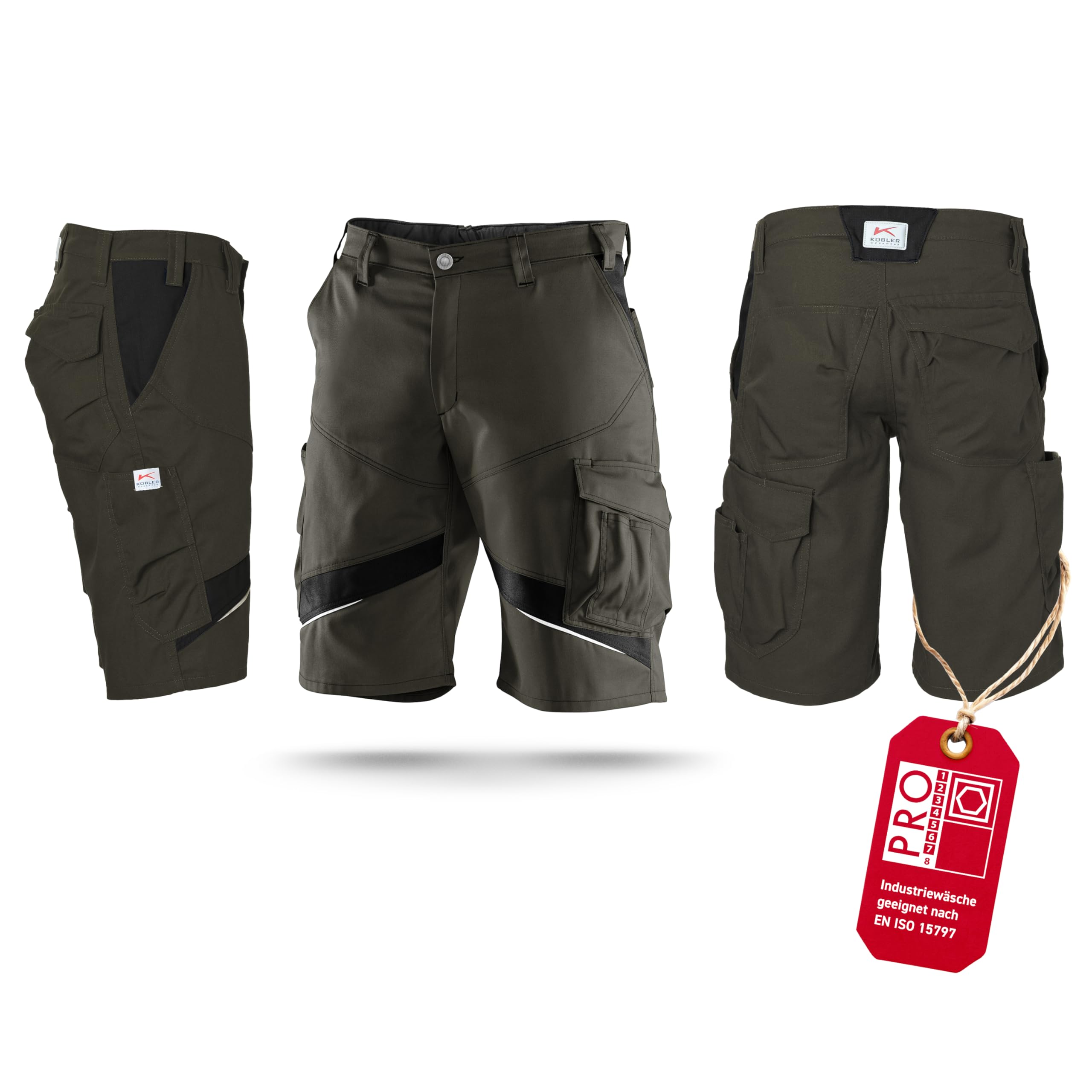 KÜBLER Workwear | KÜBLER ACTIVIQ Arbeitsshorts | Oliv/Schwarz | Größe 50