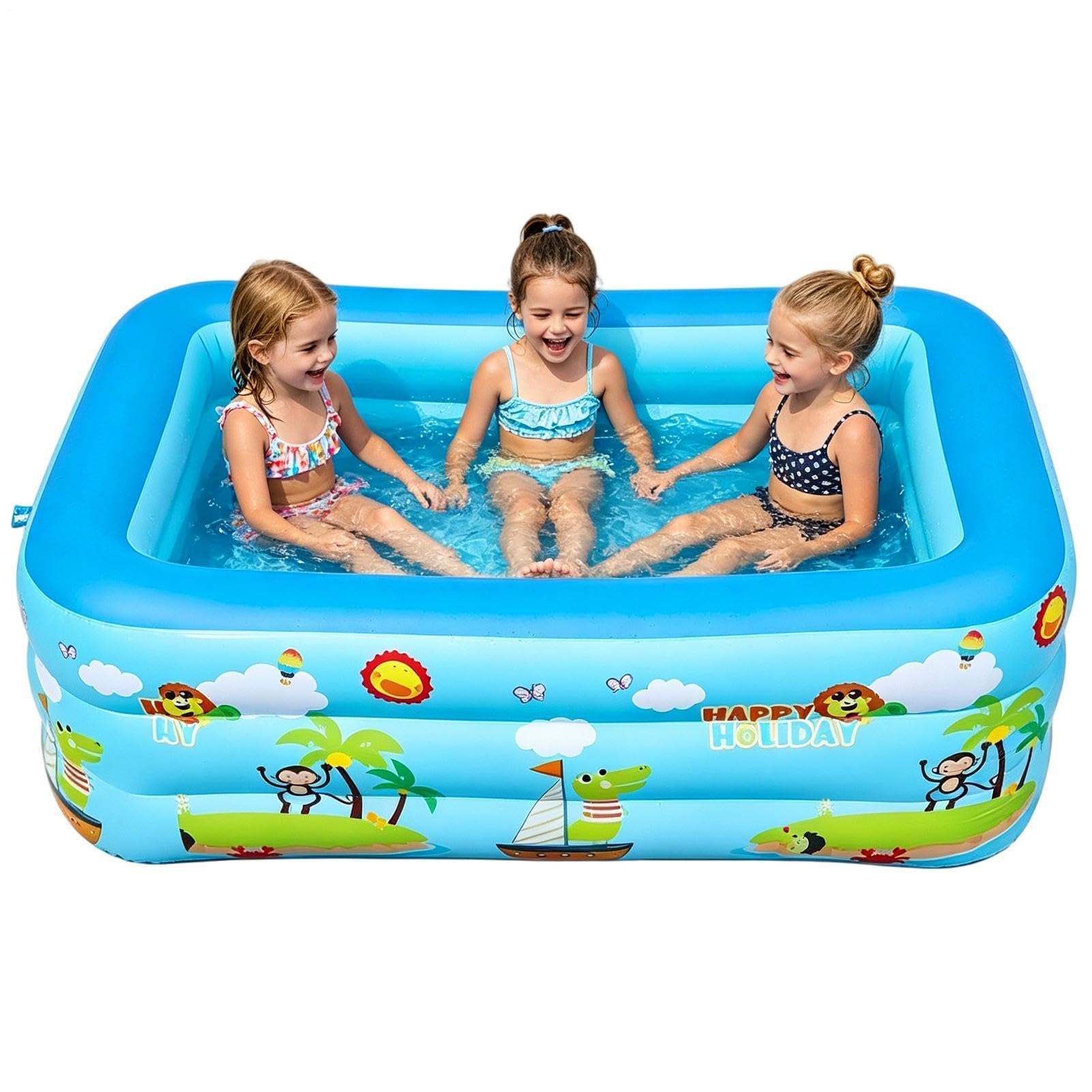 Piscina Hinchable Infantil Resistente UV Portátil Plegable | Piscina Hinchable Cuadrada Exterior Para Verano Caluroso Interior Exterior Jardín Terraza Patio Trasero Parque Acuático