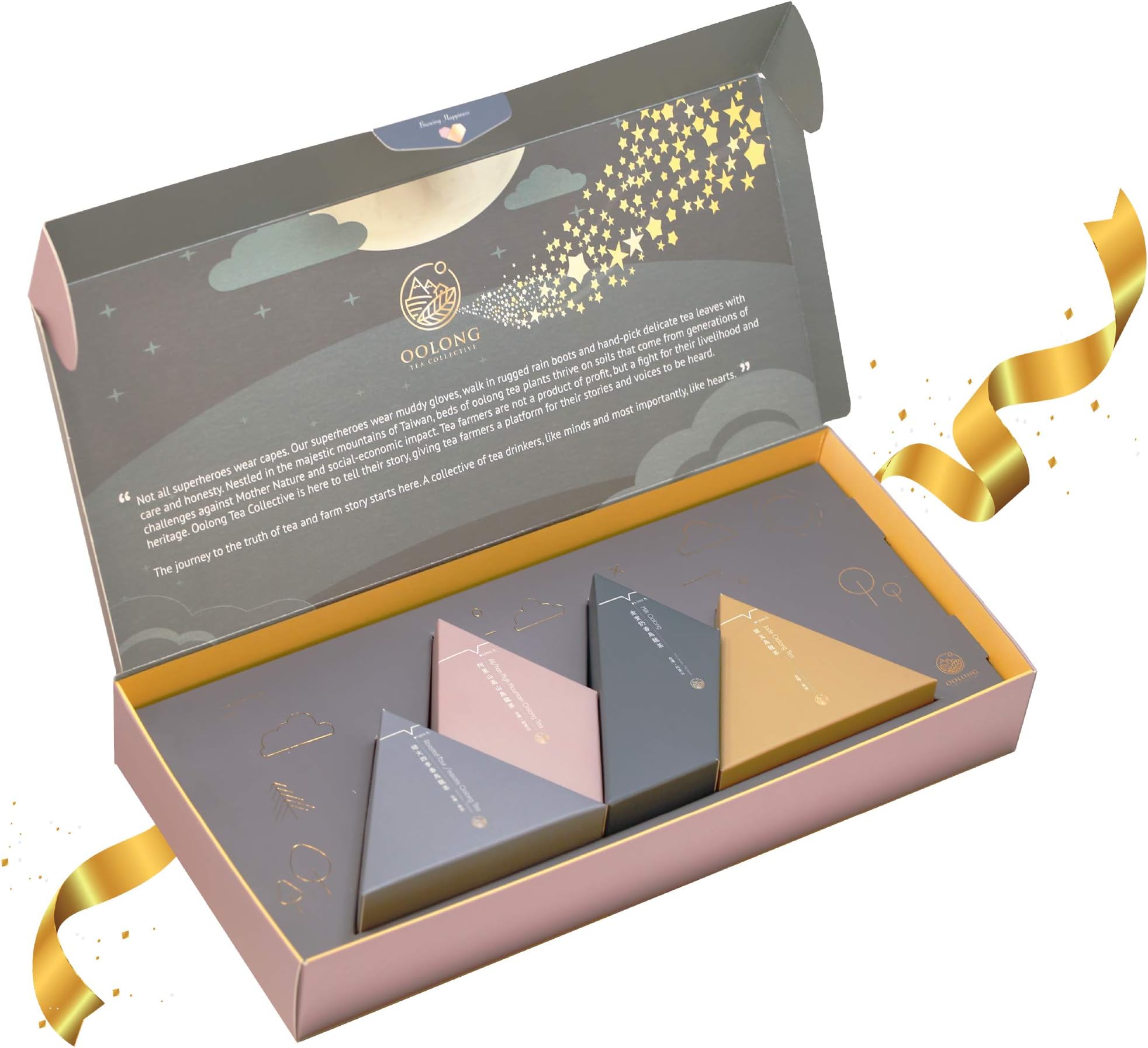 Assorted Oolong Tea Gift Box - Holiday Gift Set Variety Tea Sampler - 100% Natural Loose Leaf Tea - No Added Flavors - Hot&Iced Tea - By Oolong Tea Collective (4 Flavors 100g)