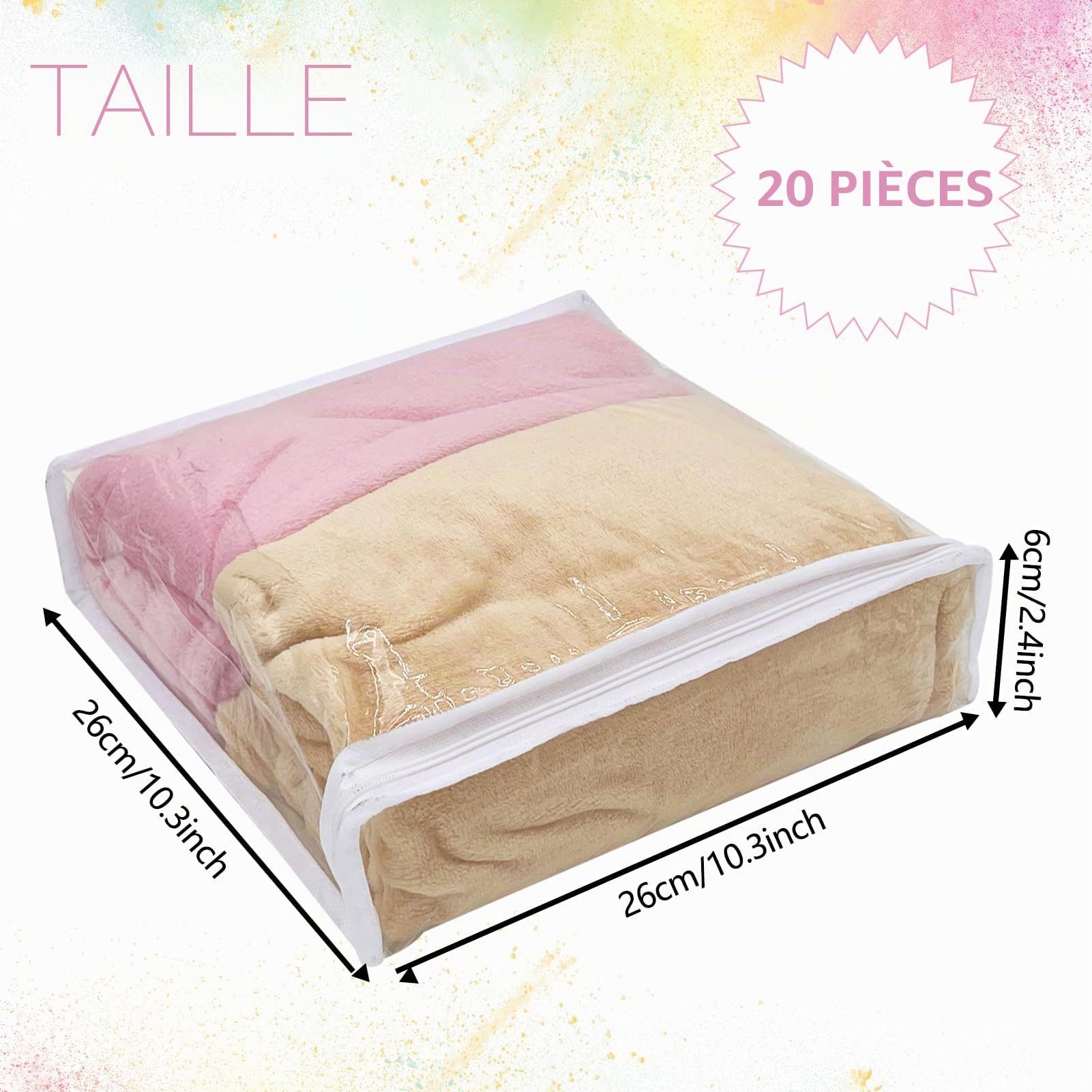 Rainmae Lot de 20 Sacs de Rangement Transparents pour Vêtements, 26 x 26 x 6 cm, Sac Organiseur Pliable en Vinyle pour Pulls, Literie, Organiseur de Garde-Robe