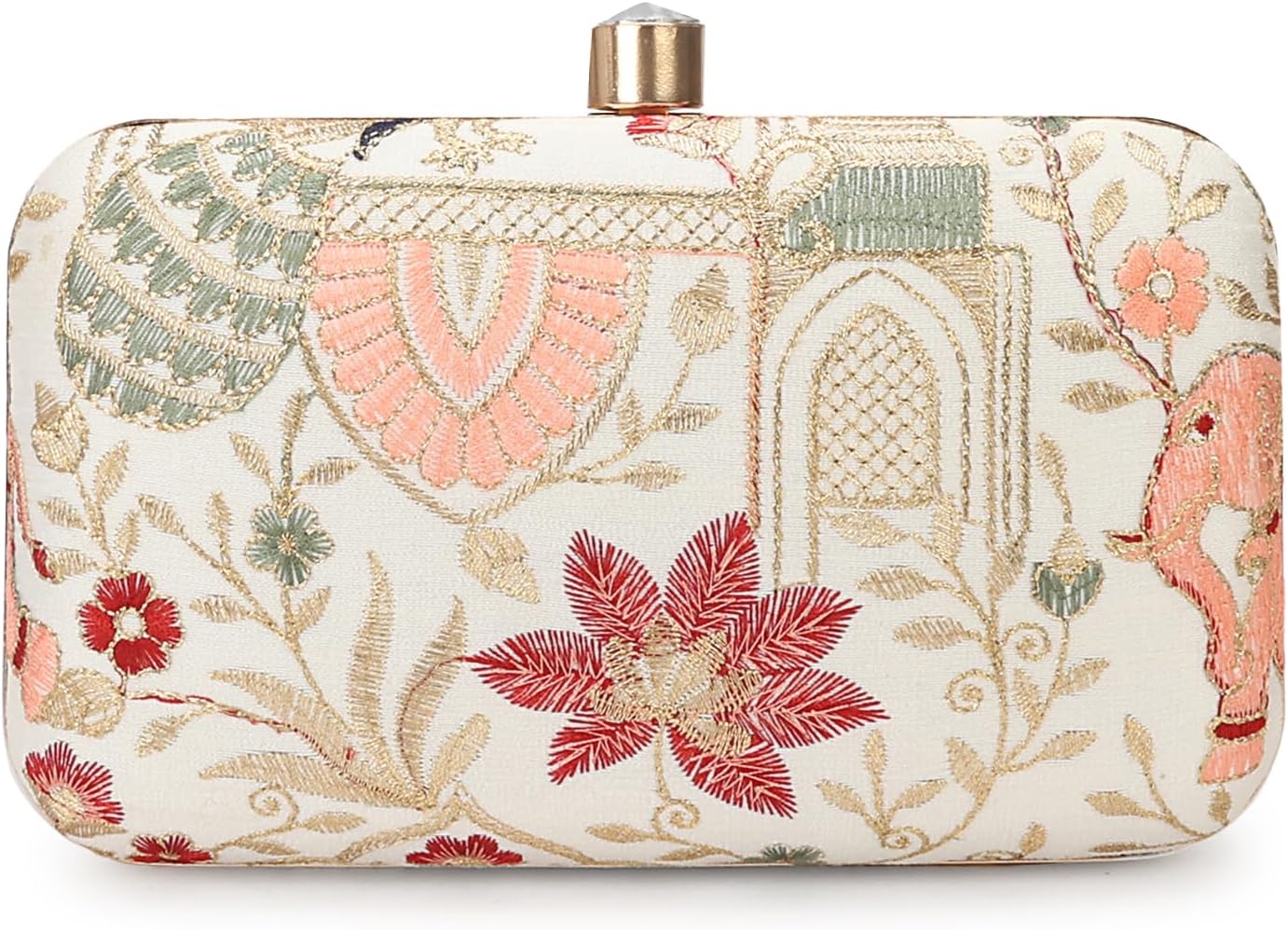 LONGING TO BUY Hand Crafted Designer Box Clutch - Zari Embroidery For Women - Image 3