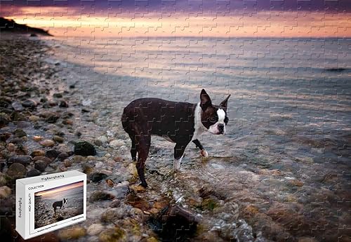 Rompecabezas de 1000 piezas, materiales de madera inteligentes Boston Terrier, 29.5 x 19.6 pulgadas
