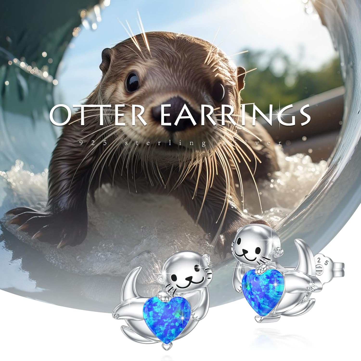 925 Sterling Silver Animal Earrings Otter/Dinosaur/Leopard/Alligator/Axolotl/Skunk/Turtle/Octopus/Lion Opal Earrings Christmas Anniversary Birthday Jewelry Gifts for Mother Wife Sister Friend Daughter - Image 7