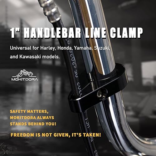 Vista 19 de MoKitDora Abrazadera de cable de acelerador de embrague de montaje en manillar o marco de 1.25" o clips de línea de freno para Harley, cromo