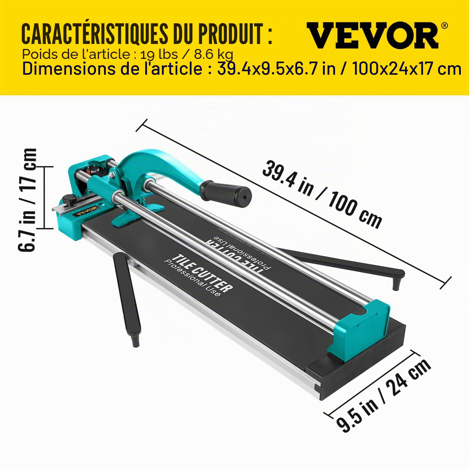 Mophorn Coupe-Carrelage 800mm, Coupe-carreaux Manuel avec Double Rails et Supports, Outil Manuel pour Couper les Carreaux avec Positionnement Laser Précise, Echelle Réglable, Coupe Biseautée