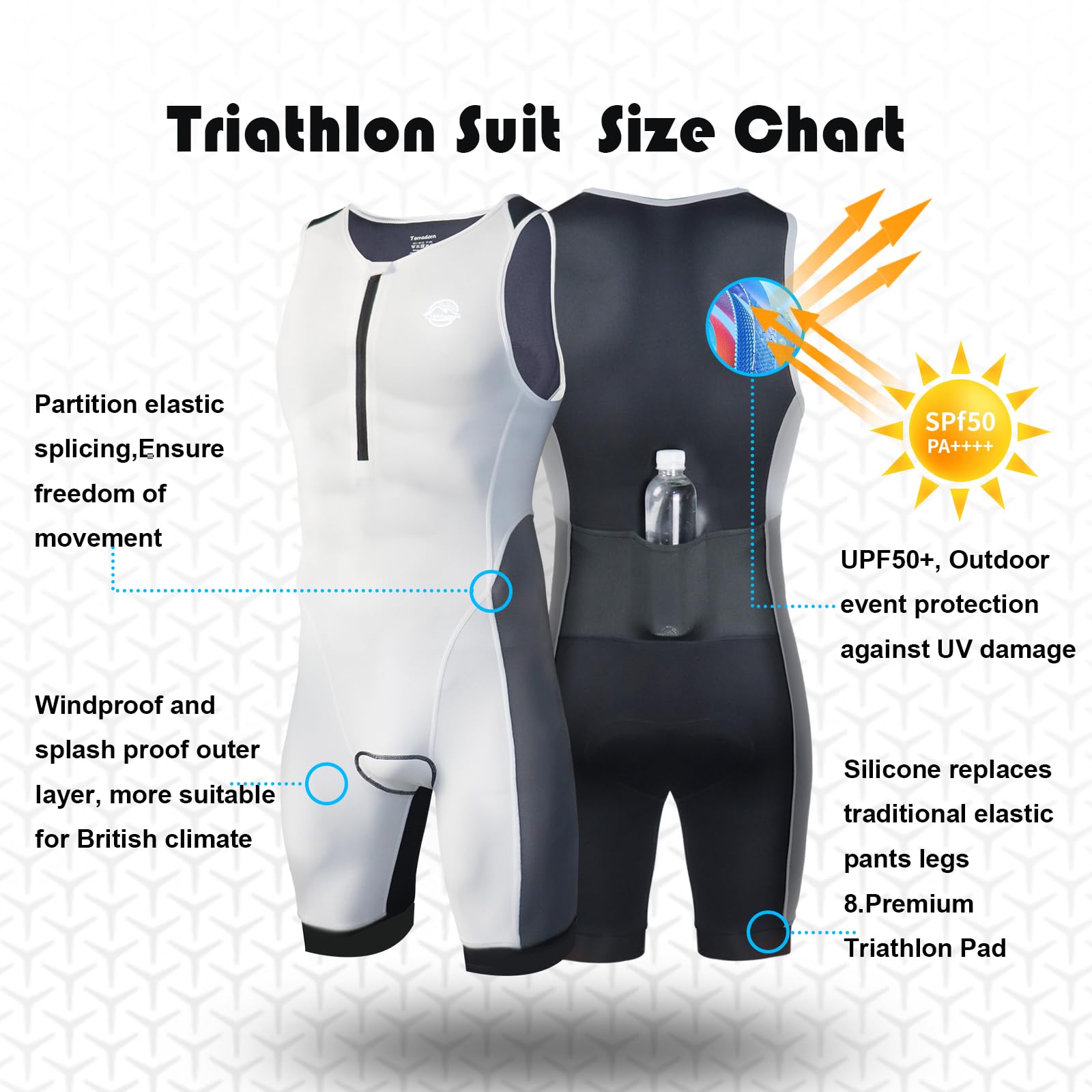 Combinaison de triathlon pour homme à séchage rapide, combinaison de plongée pour la natation, la course à pied, le cyclisme, combinaison de triathlon Ironman respirante, légère et